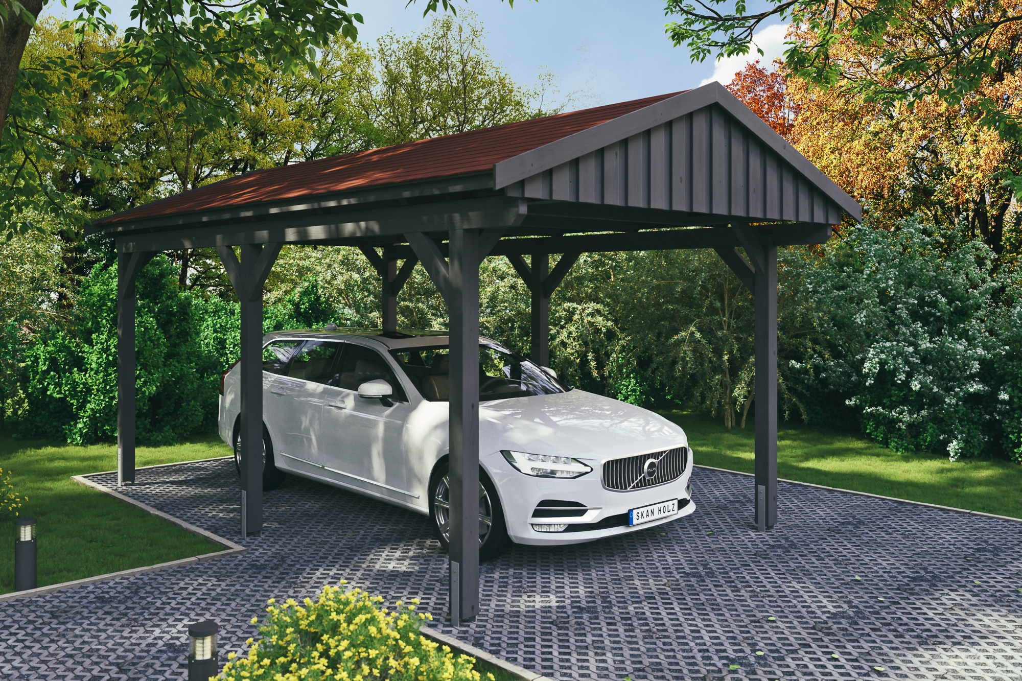 Skanholz Einzelcarport »Fichtelberg«, Holz, 273 cm, Anthrazit