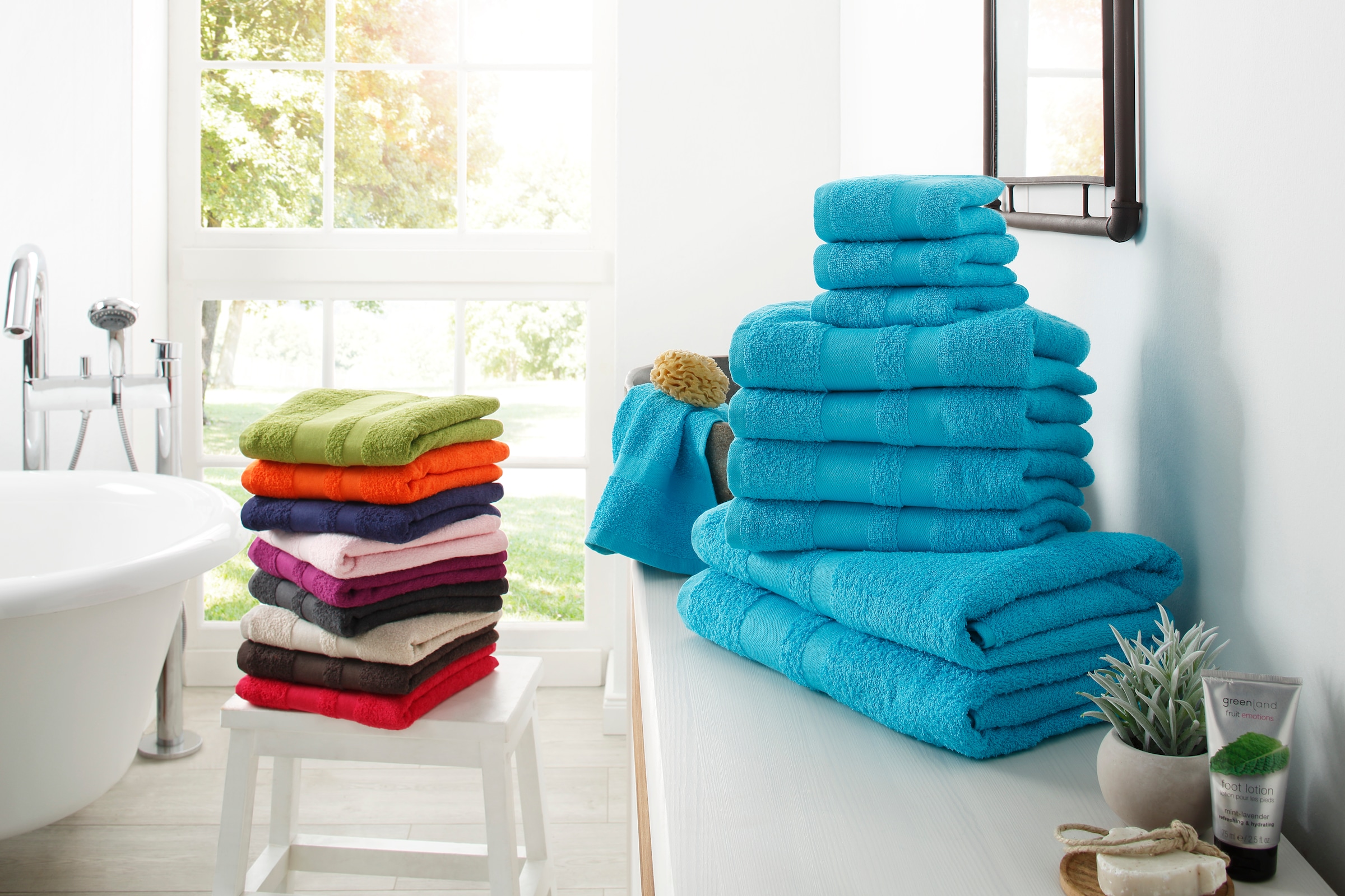 my home Handtuch Set Handtücher mit »Vanessa«, kaufen Walkfrottee, tlg., Handtuch-Set Bordüre, 10 online Baumwolle aus 100% Set, einfarbiges