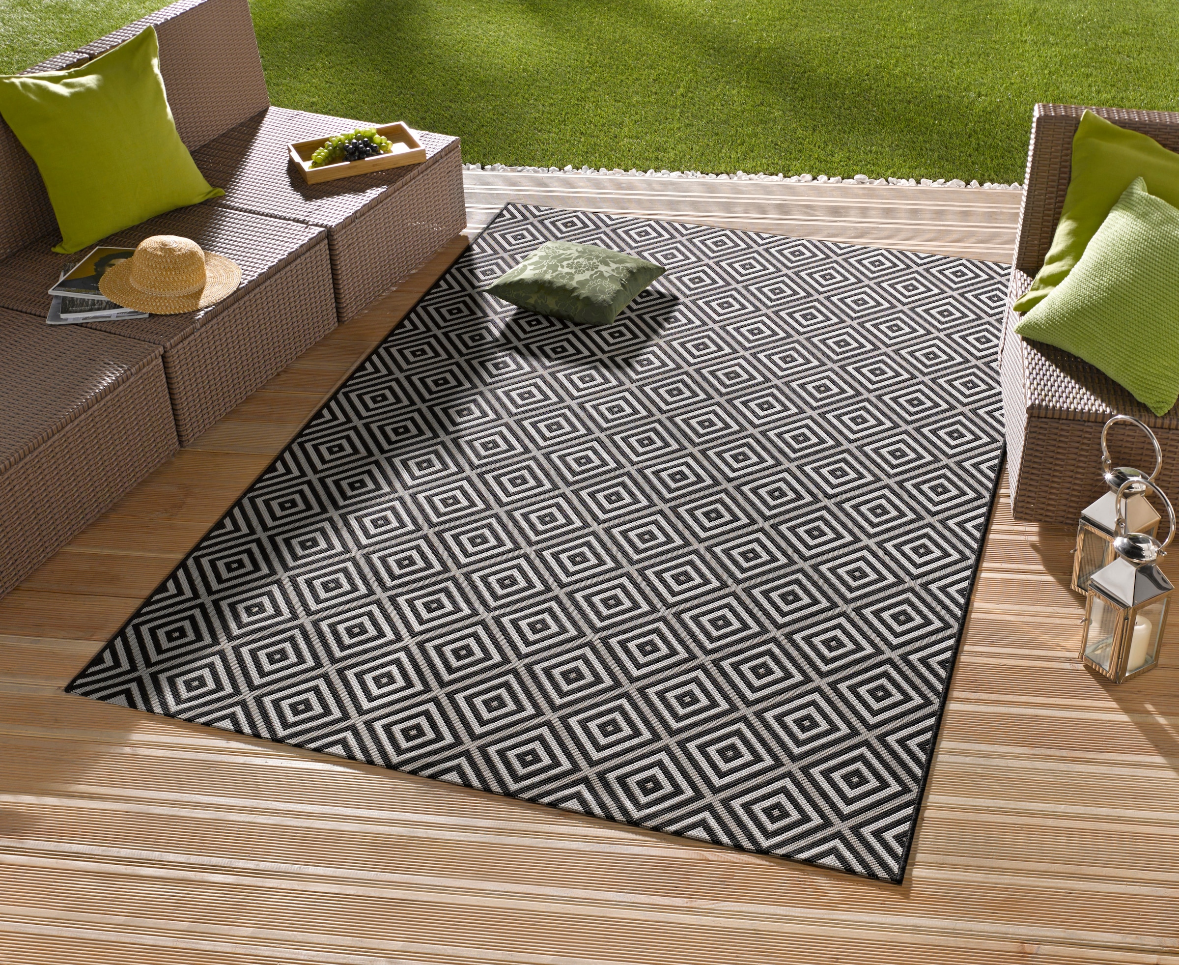 NORTHRUGS Teppich »Karo«, rechteckig, 8 mm Höhe, In- & Outdoor, Läufer, Wet günstig online kaufen