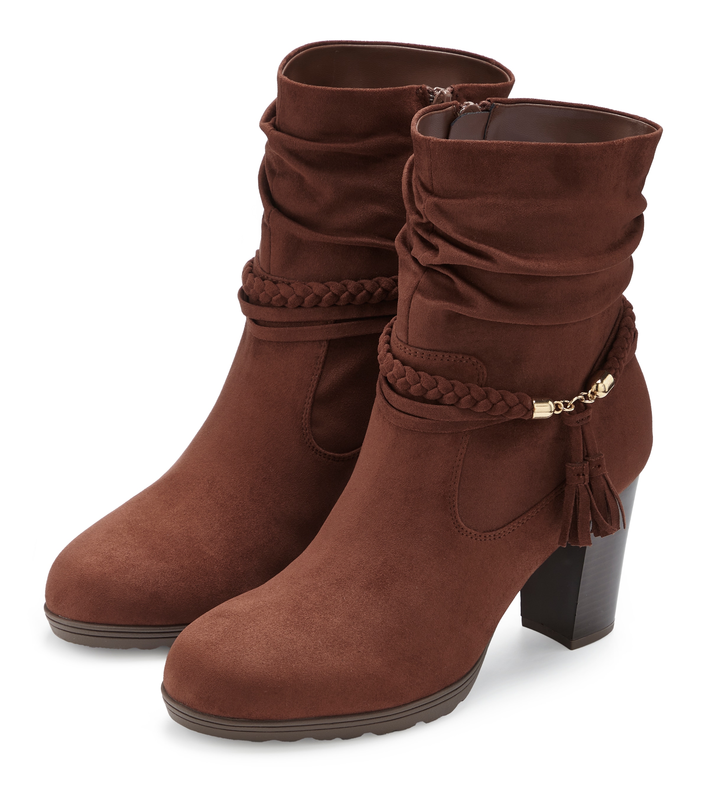 LASCANA Stiefelette »Stiefel, Boots,«  mit Blockabsatz  und Schmuckelement VEGAN