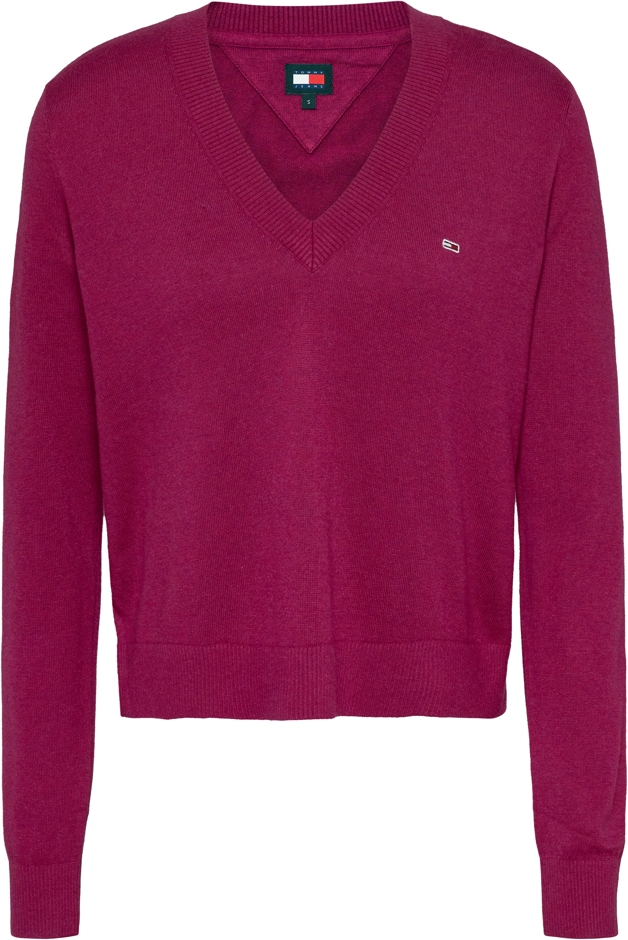 Tommy Jeans Strickpullover »TJW ESSENTIAL VNECK SWEATER EXT«, mit Logostickerei