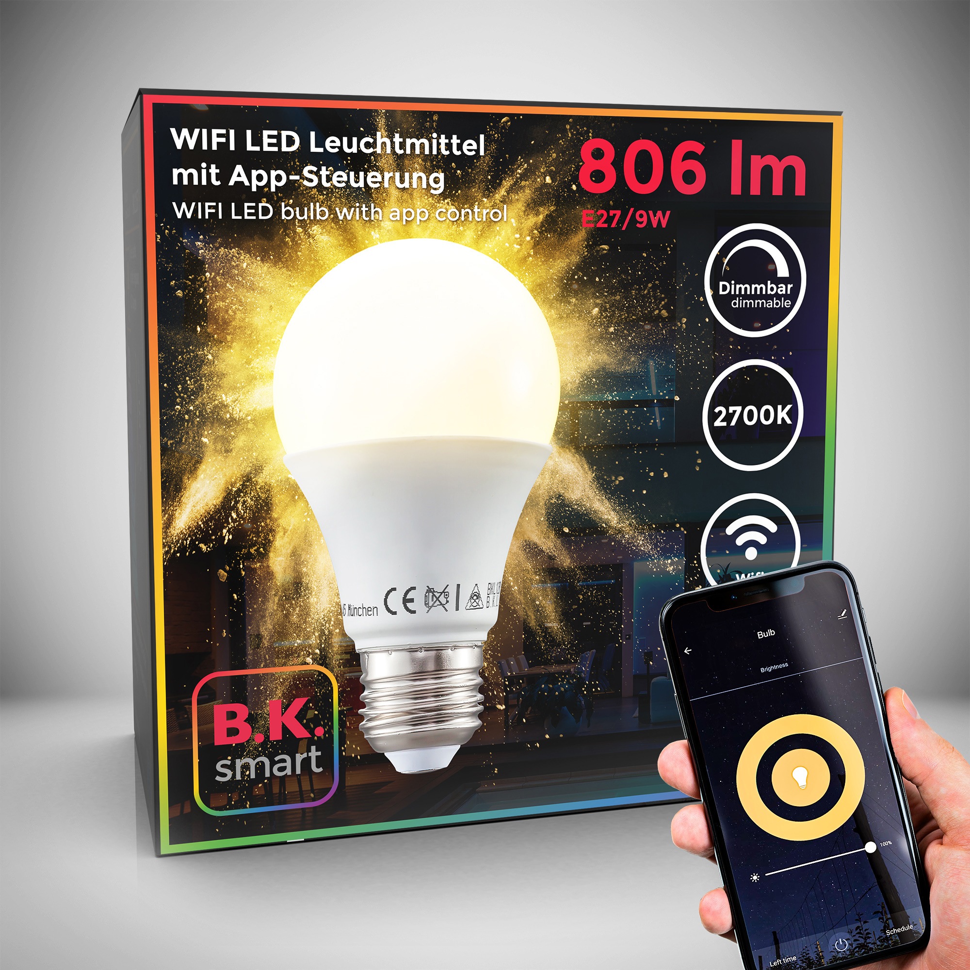 B.K.Licht LED-Leuchtmittel, E27, 1 St., Warmweiß, Smart Home LED-Lampe, RGB, WiFi,... kaufen