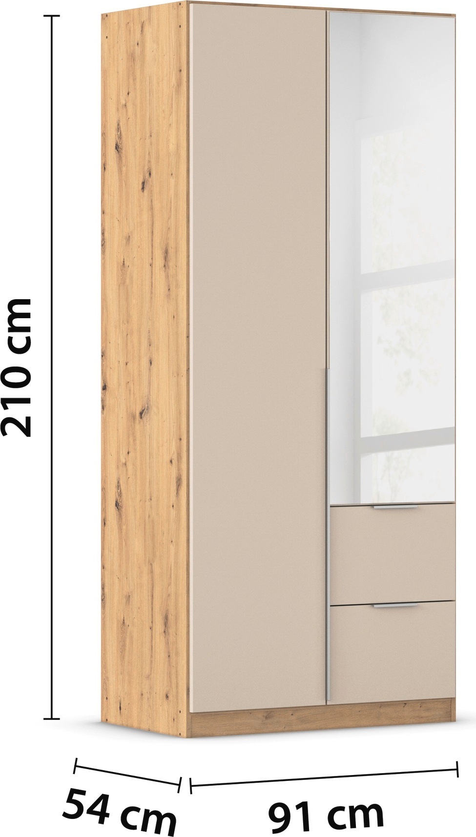 rauch Drehtürenschrank »Kleiderschrank Schrank Garderobe AGORDO mit Dekor- oder Hochglanzfront«, (in zwei Griff-Farben mit Dekor- oder Hochglanzfront), mit Außenschubkästen, in 6 Breiten und 2 Höhen MADE IN GERMANY