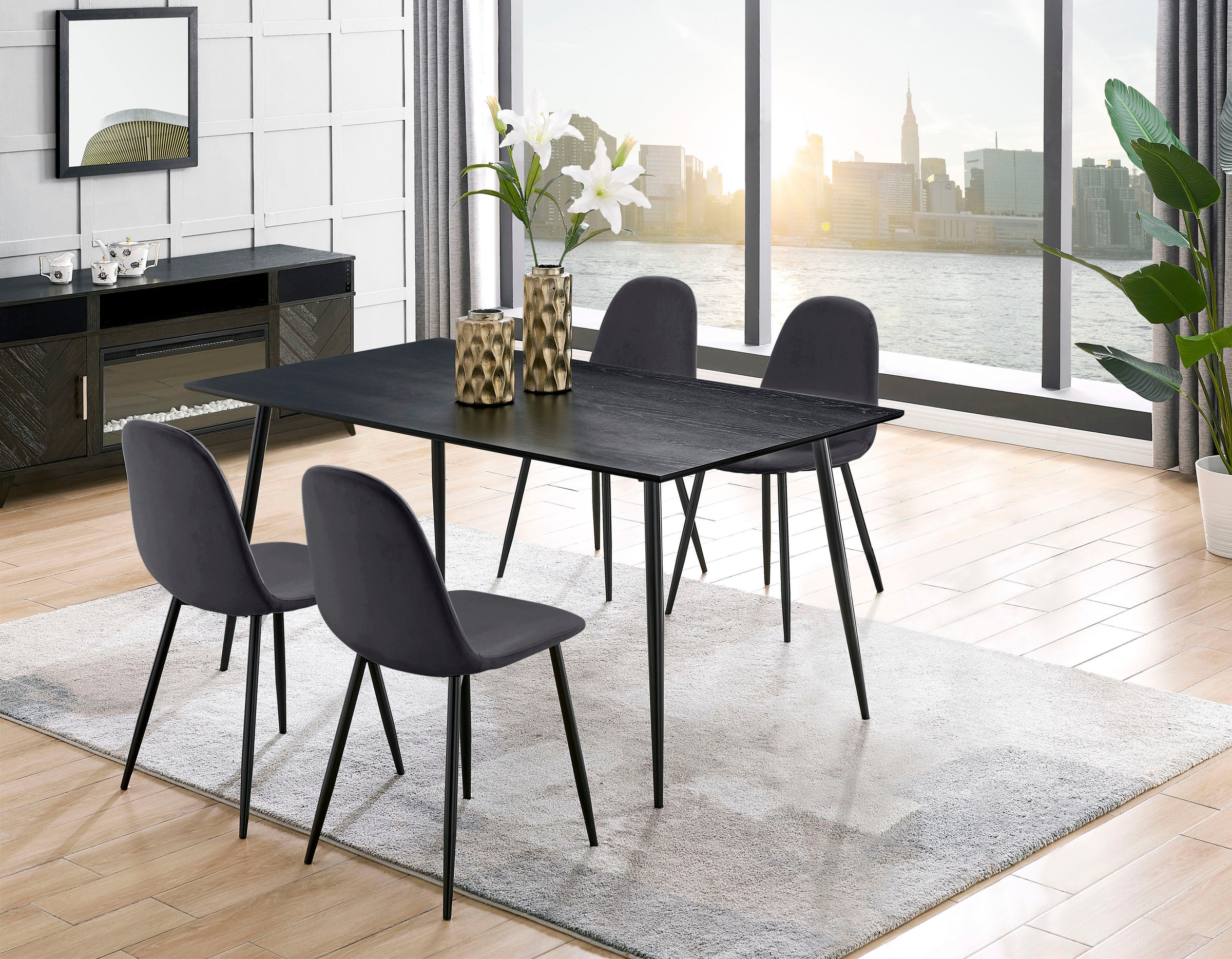 Leonique Essgruppe »Eadwine, TOPSELLER! Tisch plus 4 Stühle, Sitzgruppe« Se günstig online kaufen