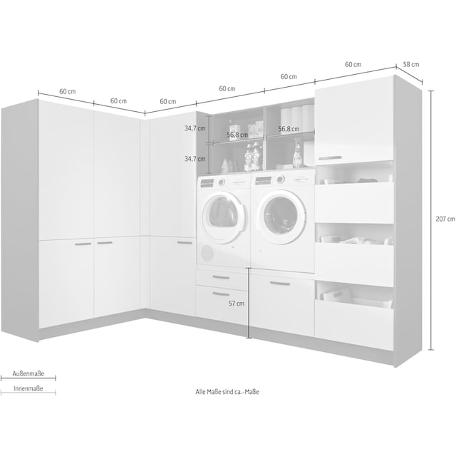 Schrank-Set vormontiert, 310x190cm (12 St.), Küchen kaufen mit Soft-Close-Funktion, Express »Arta«, Stellbreite auf Rechnung