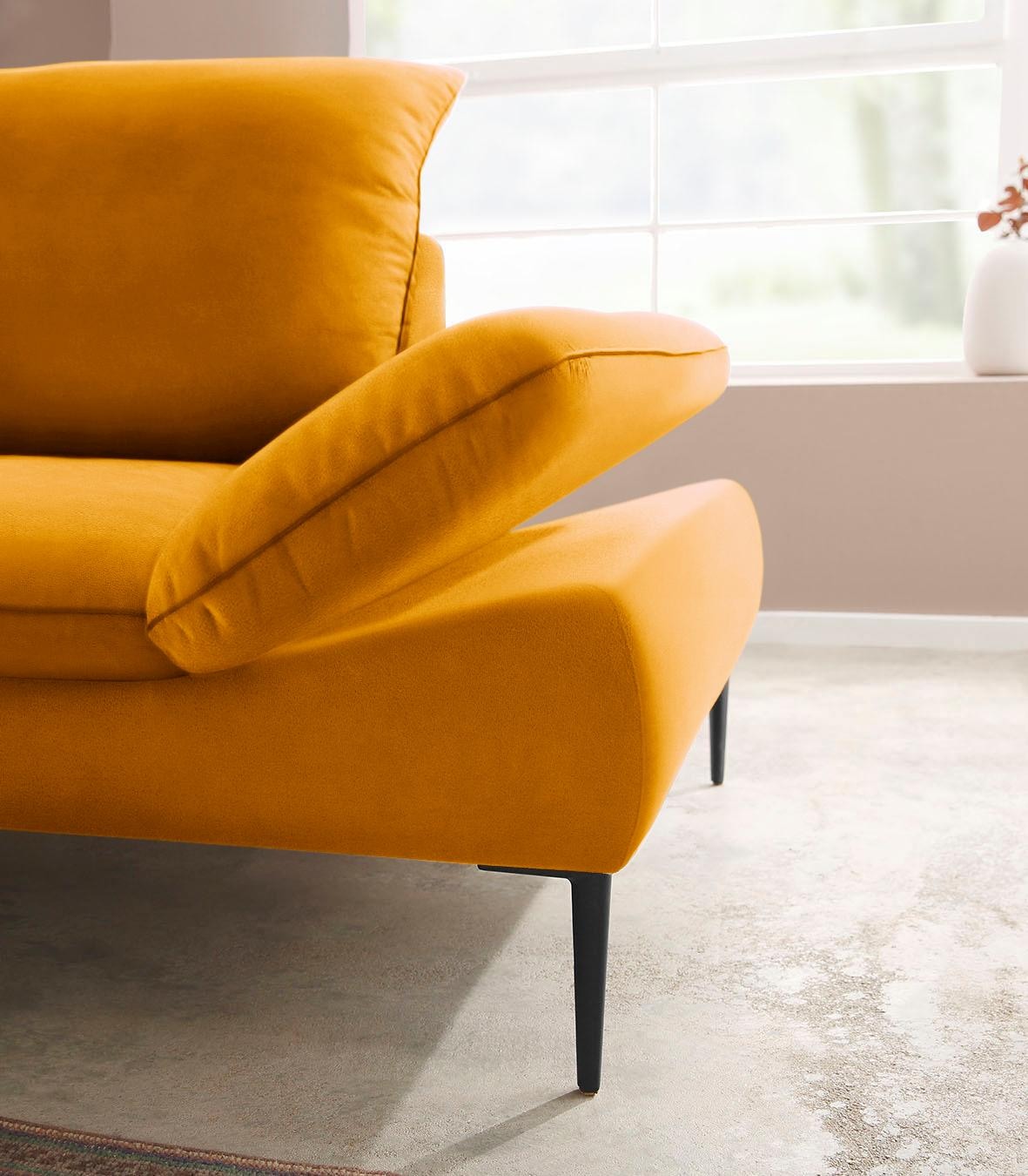 W.SCHILLIG Ecksofa »enjoy&MORE, Designsofa, elegant und bequem, L-Form«, Sitztiefenverstellung, Füße schwarz pulverbeschichtet, Breite 294 cm