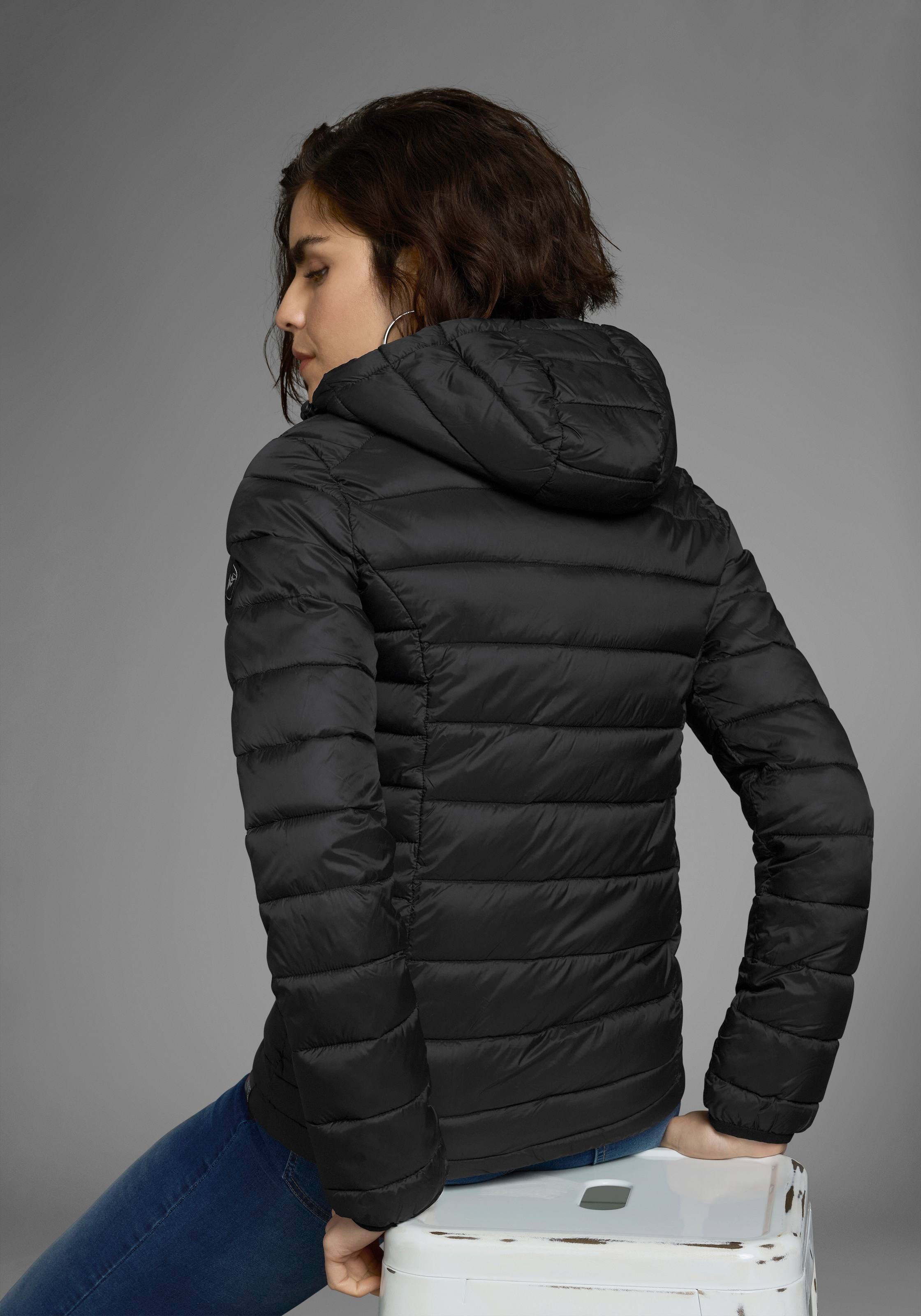 Polarino Steppjacke mit Kapuze Übergangsjacke für kühle Tage,  aus leichtem Webmaterial