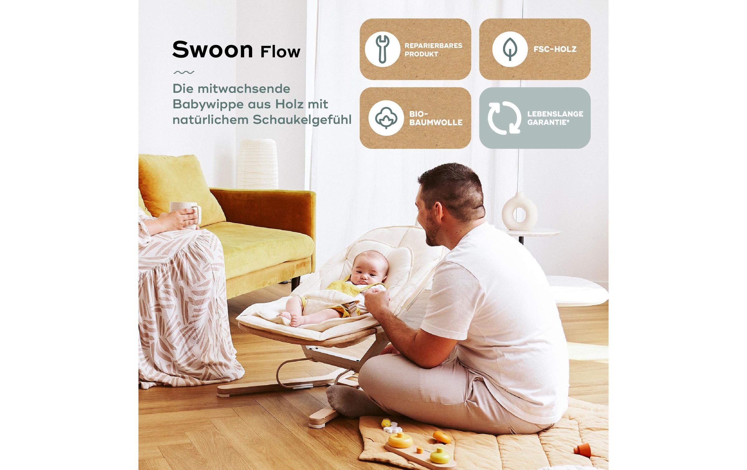 BABYMOOV Babywippe »Swoon Flow« Mitwachsende Babywippe bis 18 kg