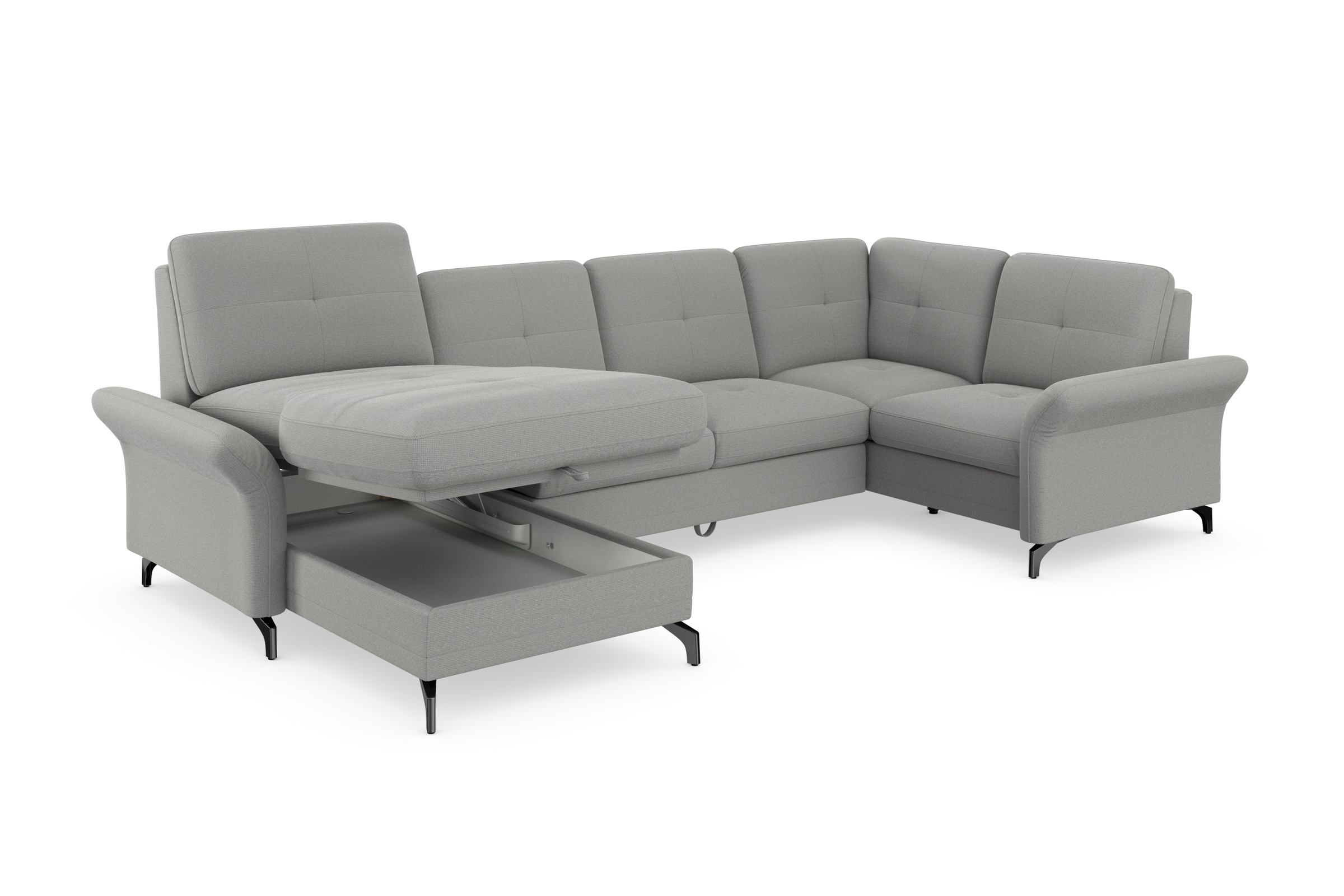 Places of Style Wohnlandschaft »Calando U-Form«, wahlweise mit Bettfunktion, Bettkasten und Armteilfunktion