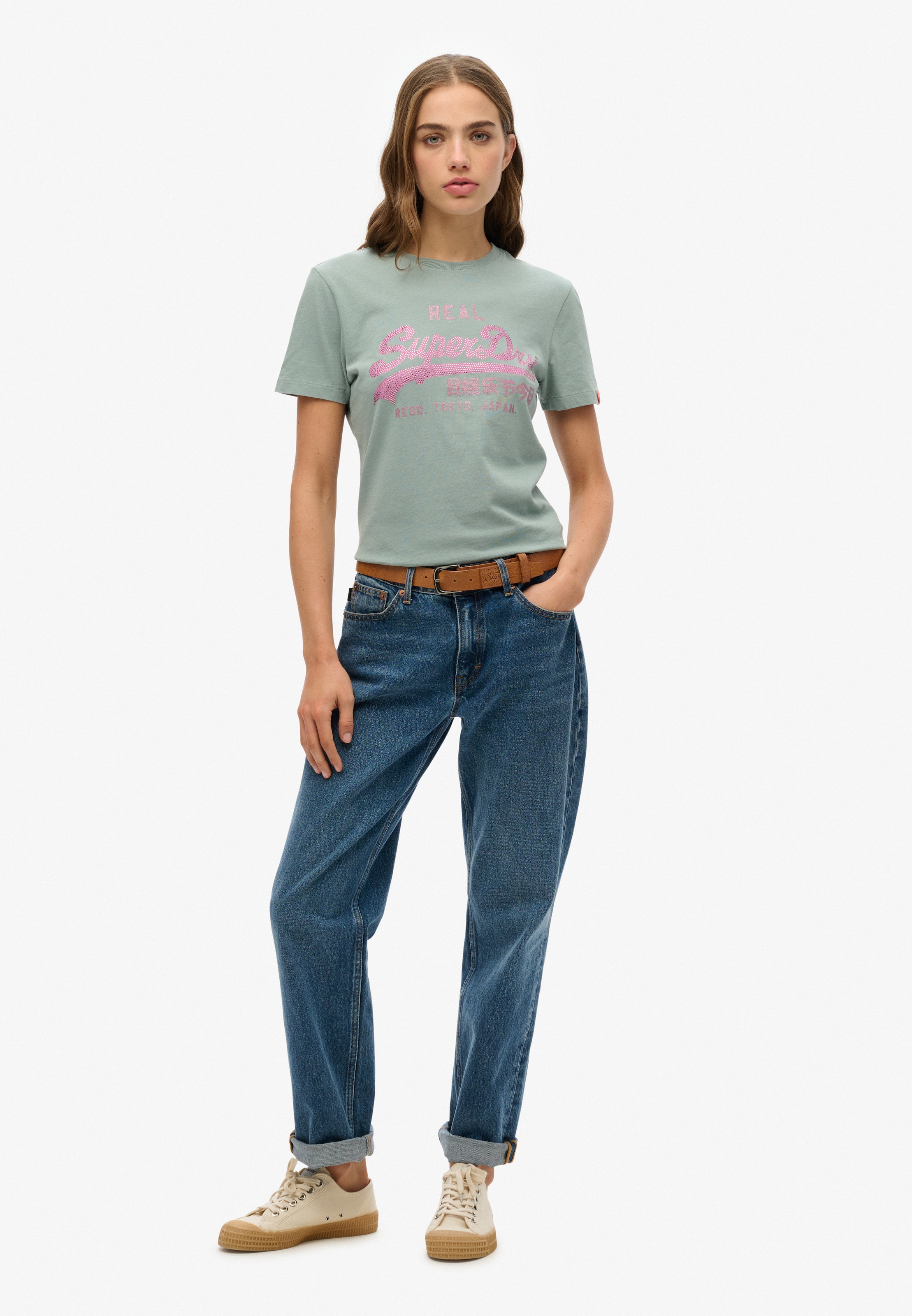 Superdry Kurzarmshirt »VL RHINESTONE SLIM TEE«