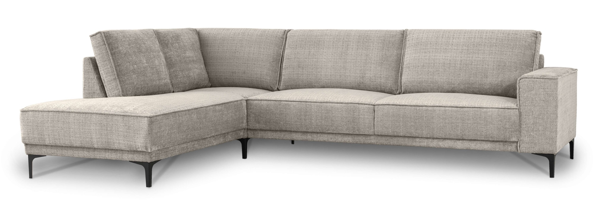 Places of Style Ecksofa »Polsterecke Oland, Struktur, Flachgewebe, Luxus-Microfaser, Boucle«, L-Form, 289 cm, Wellenunterfederung, Skandi-Design, Metallfüße