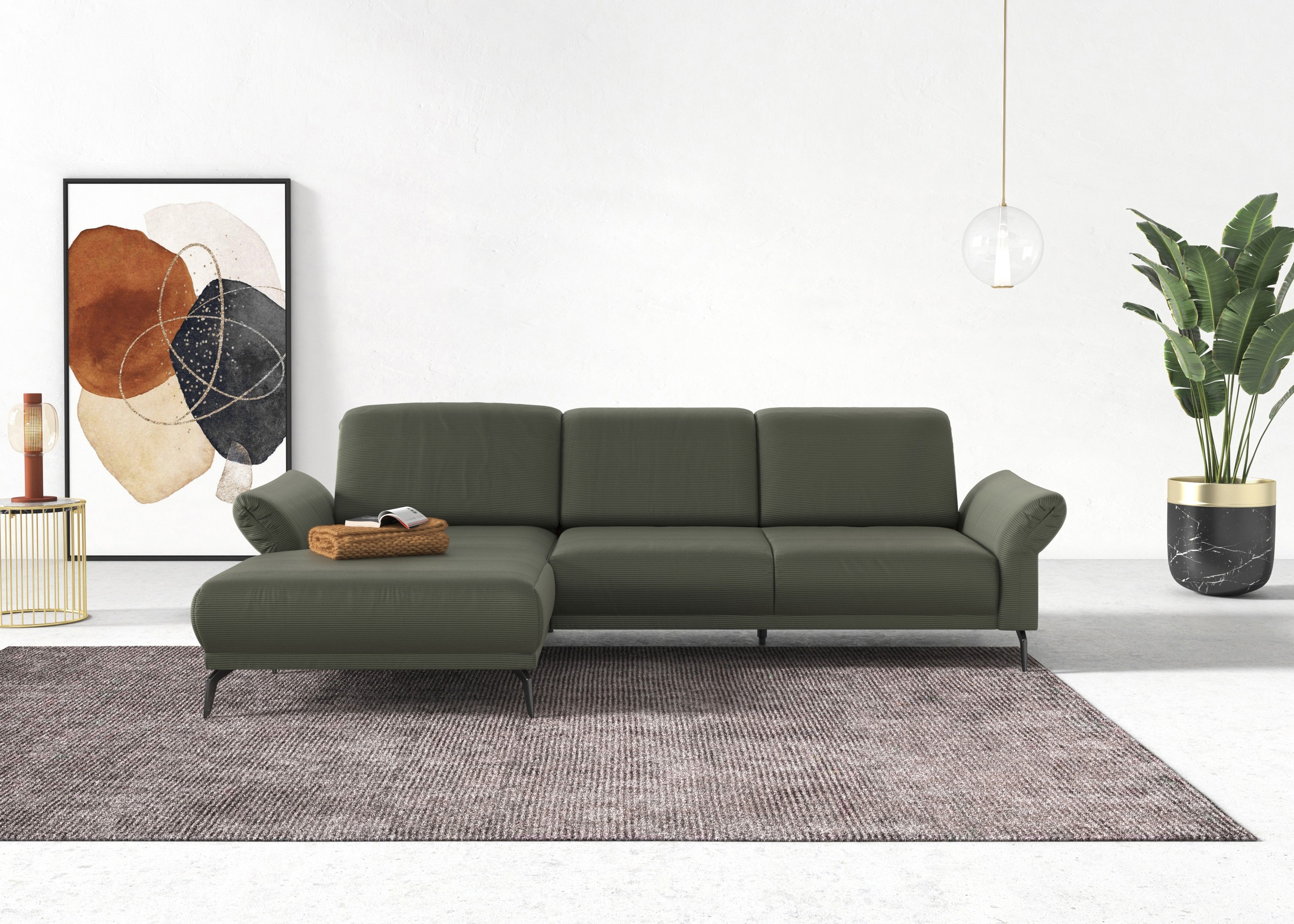 INOSIGN Ecksofa »Coco L-Form«, Sitztiefen-, Arm- und Kopfteilverstellung, Cord-Bezug, Fußhöhe 15 cm