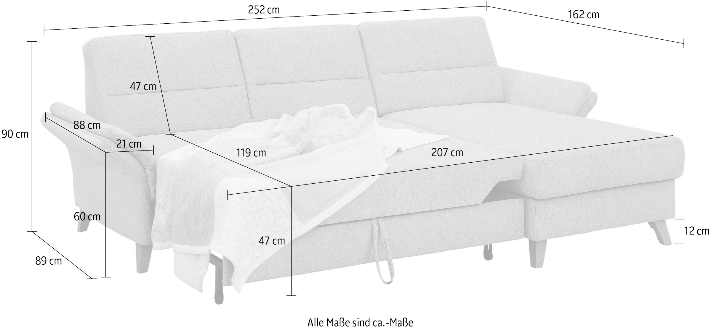 Home affaire Ecksofa »Westerland L-Form«, Federkern-Polsterung, wahlweise mit Bettfunktion, Bettkasten