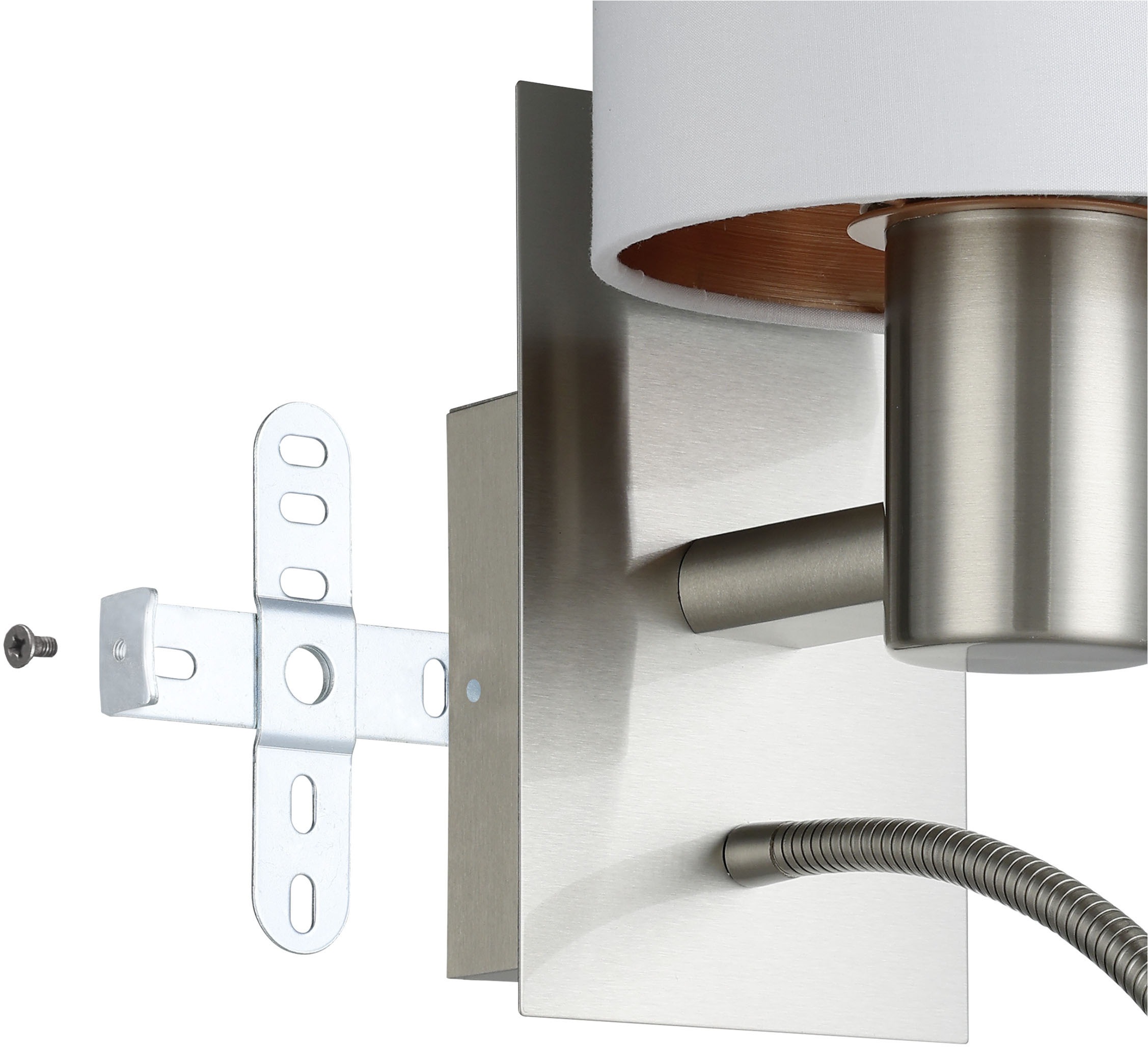 EGLO Wandleuchte »PASTERI Wandlampe - Stahl - E27;LED - 1X40W;1X3,8W - IP20« E27 1 Stk. Warmweiß Wandstrahler, Wandspot, Wohnzimmer, Schlafzimmer, L15 x H38 x AL19,5cm