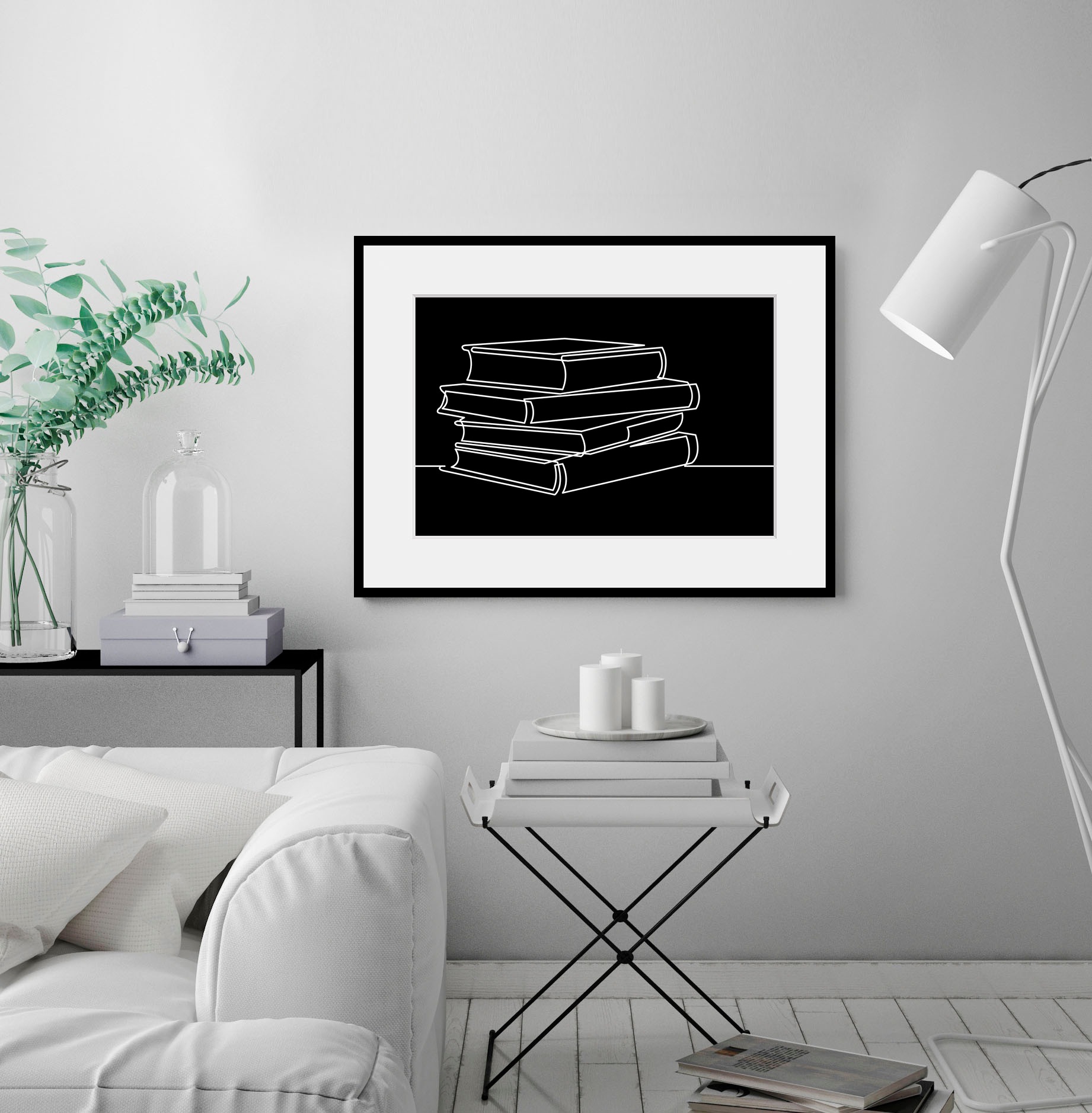 queence Bild »Paige«, Schwarz-Weiß-Kunst-Modern-Bücher-Blätter, (1 St.), HD günstig online kaufen