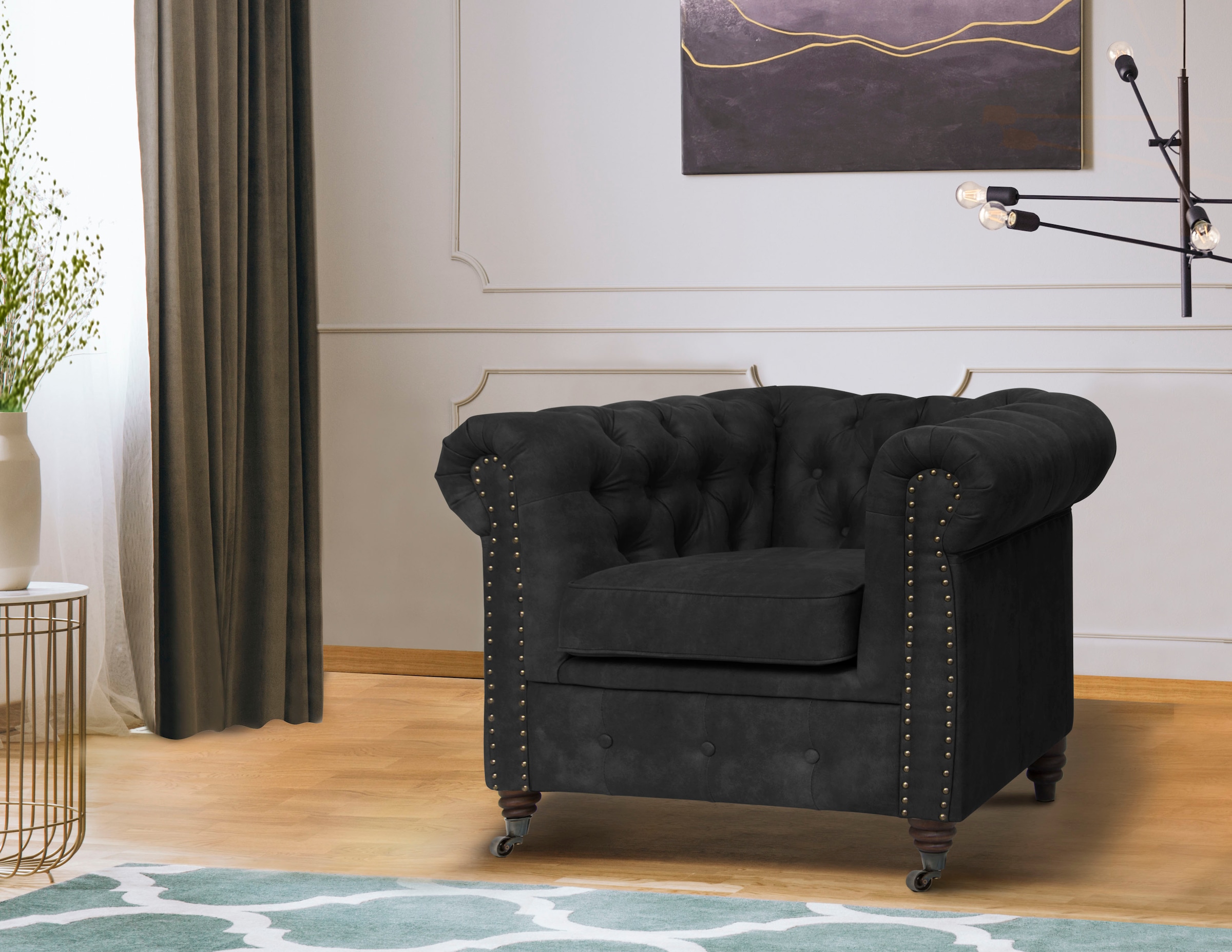Home affaire Chesterfield-Sessel »Aarburg Sessel«, aufwändige Knopfheftung günstig online kaufen