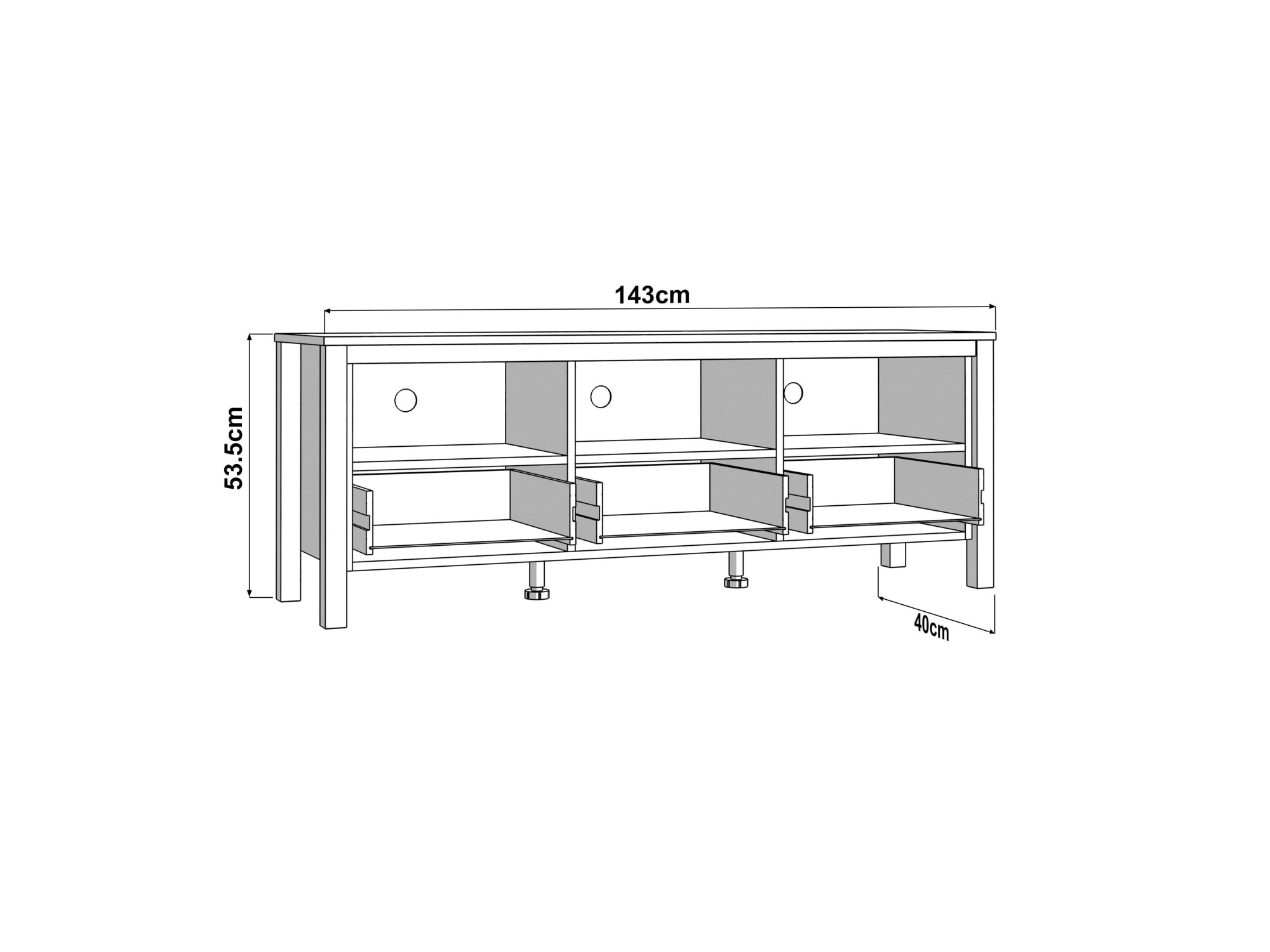 Home affaire Lowboard »BEDFORD, TV-Board, TV-Kommode, TV-Schrank, TV-Unterschrank, TV-Möbel« MDF-Profil 2D ummantelt, Hotstamping