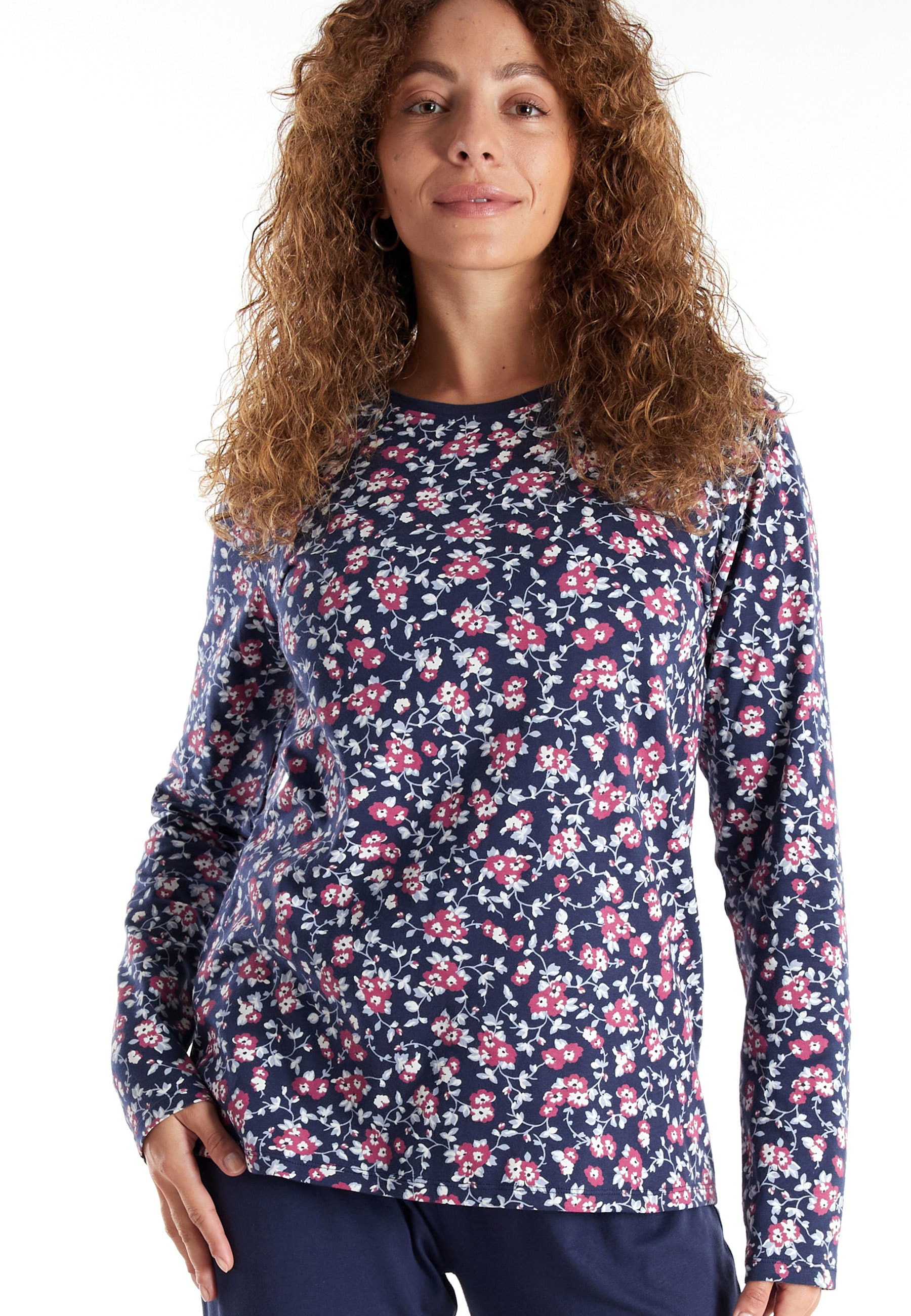 GÖTZBURG Pyjama Langarm, Rundhalsausschnitt, mit Motiv, Baumwolle