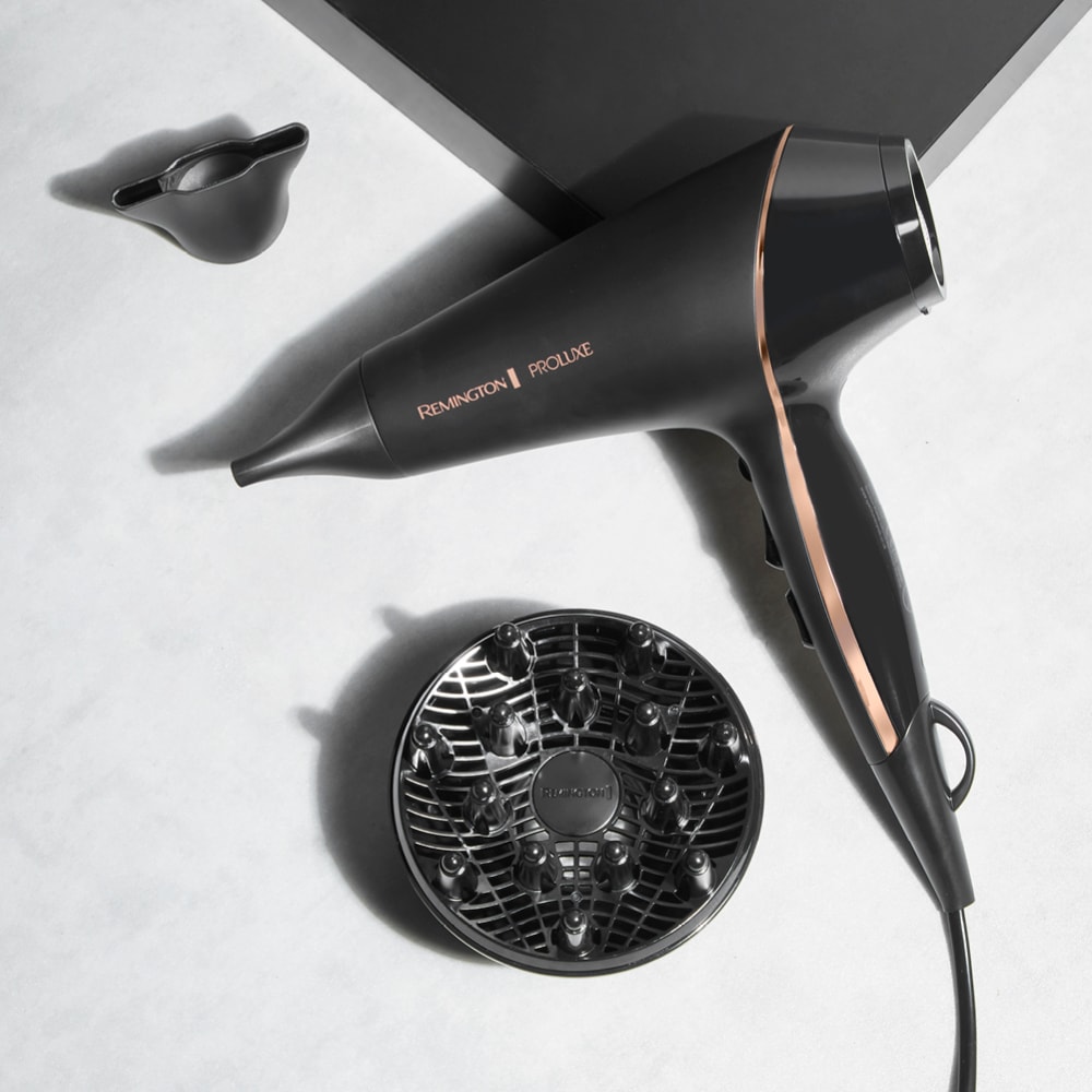 Remington Haartrockner »PROluxe Midnight Edition (AC9140B)«, 2400 W, 3 Aufsätze, Profi, mit Ionenpflege, OPTIheat-Technologie und langlebigem AC-Motor