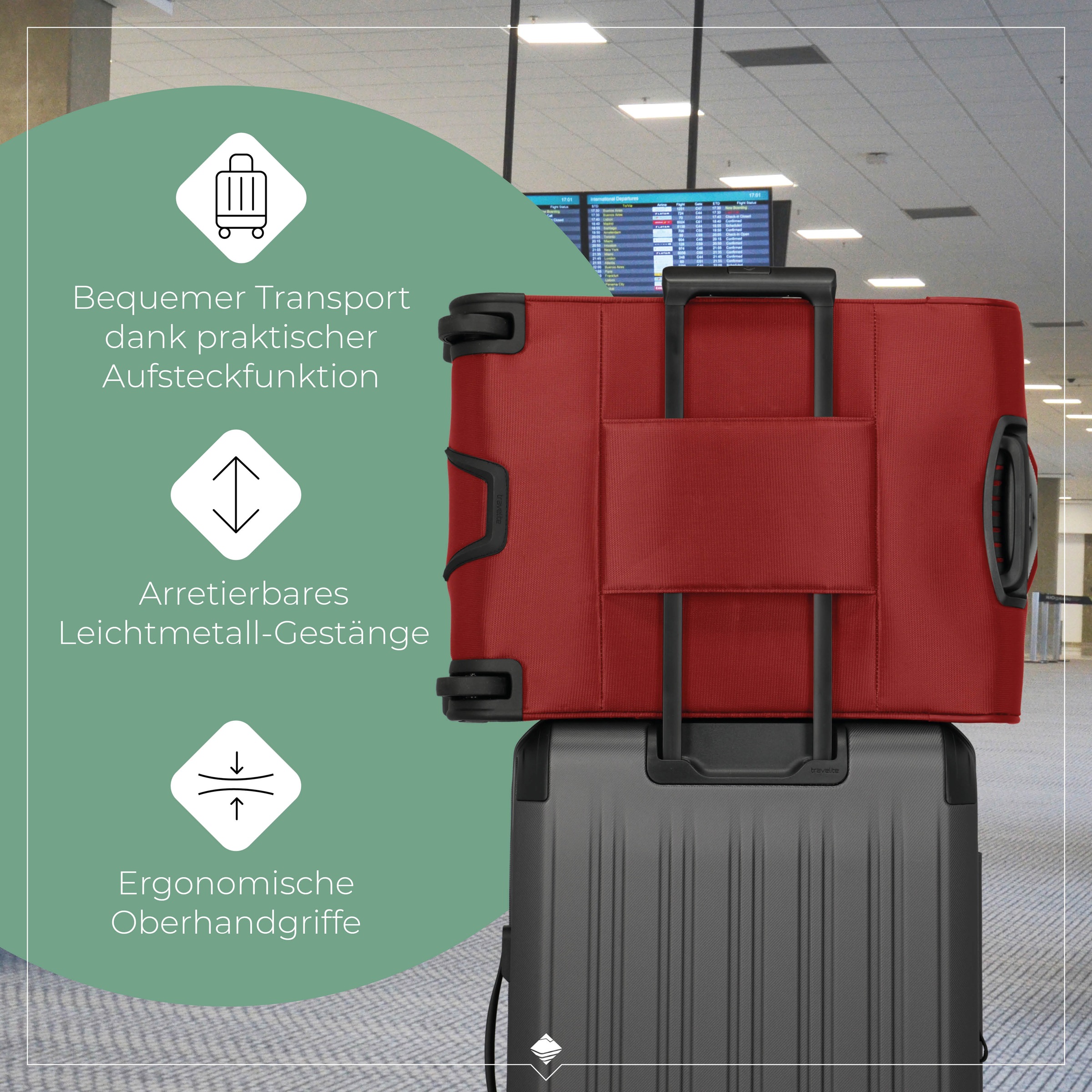 travelite Handgepäck-Trolley »JETPACK Multi Light 2 Cabin, konzipiert für Condor & Ryanair«, 4 Rollen, Weichgepäck-Koffer Handgepäck für die meisten gängigen Airlines