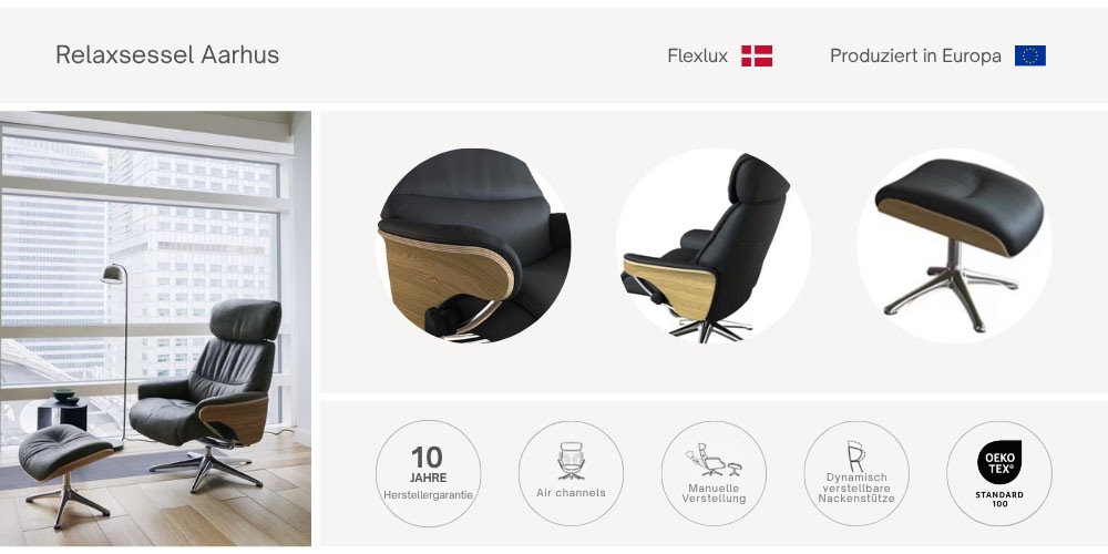 FLEXLUX Relaxsessel »Aarhus, Gepolsterter Funktionssessel, Skandinavisch de günstig online kaufen
