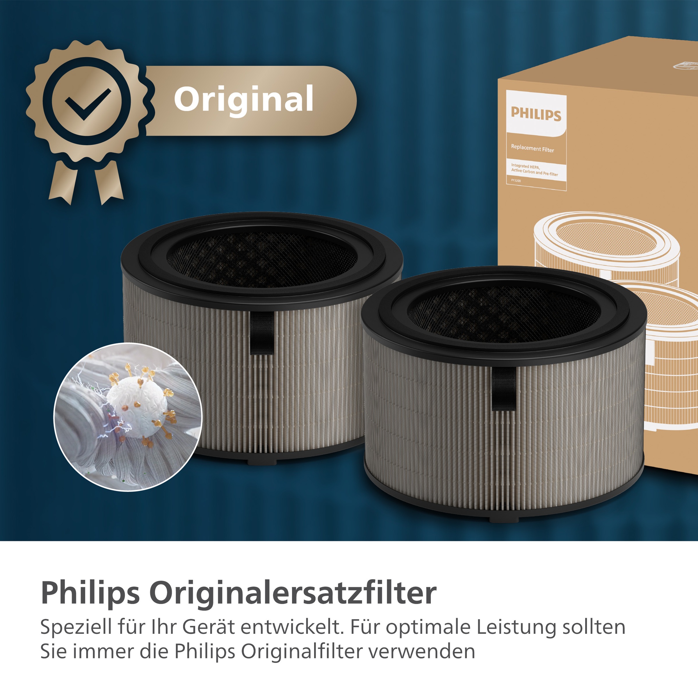 Philips Ersatzfilter »FY3200/30 HEPA NanoProtect Filter«, (2 tlg.), bis zu 1 Jahr verwendbar, 2 Filter im Lieferumfang