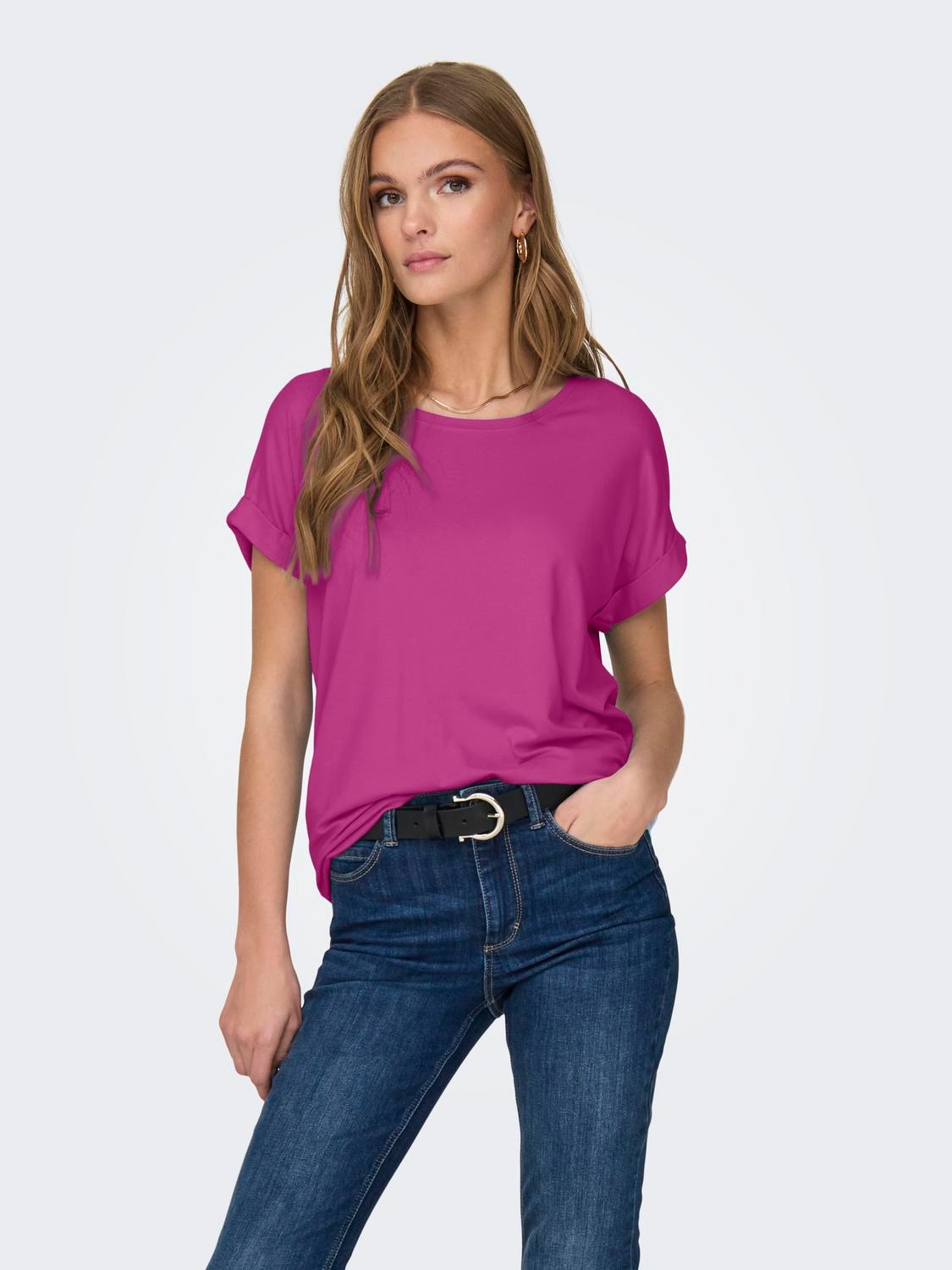 ONLY T-Shirt »ONLMOSTER S/S O-NECK TOP NOOS JRS«, mit Aufschlag am Arm