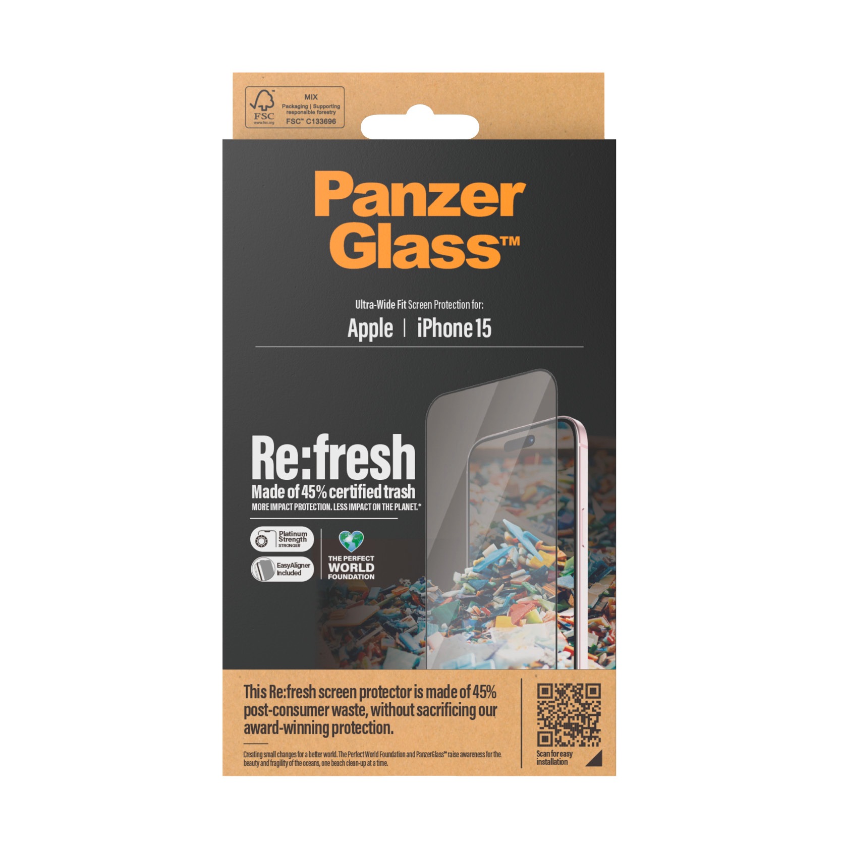 PanzerGlass Displayschutzglas »Screen Protector Glass«, für iPhone 15, Ultra Wide Fit