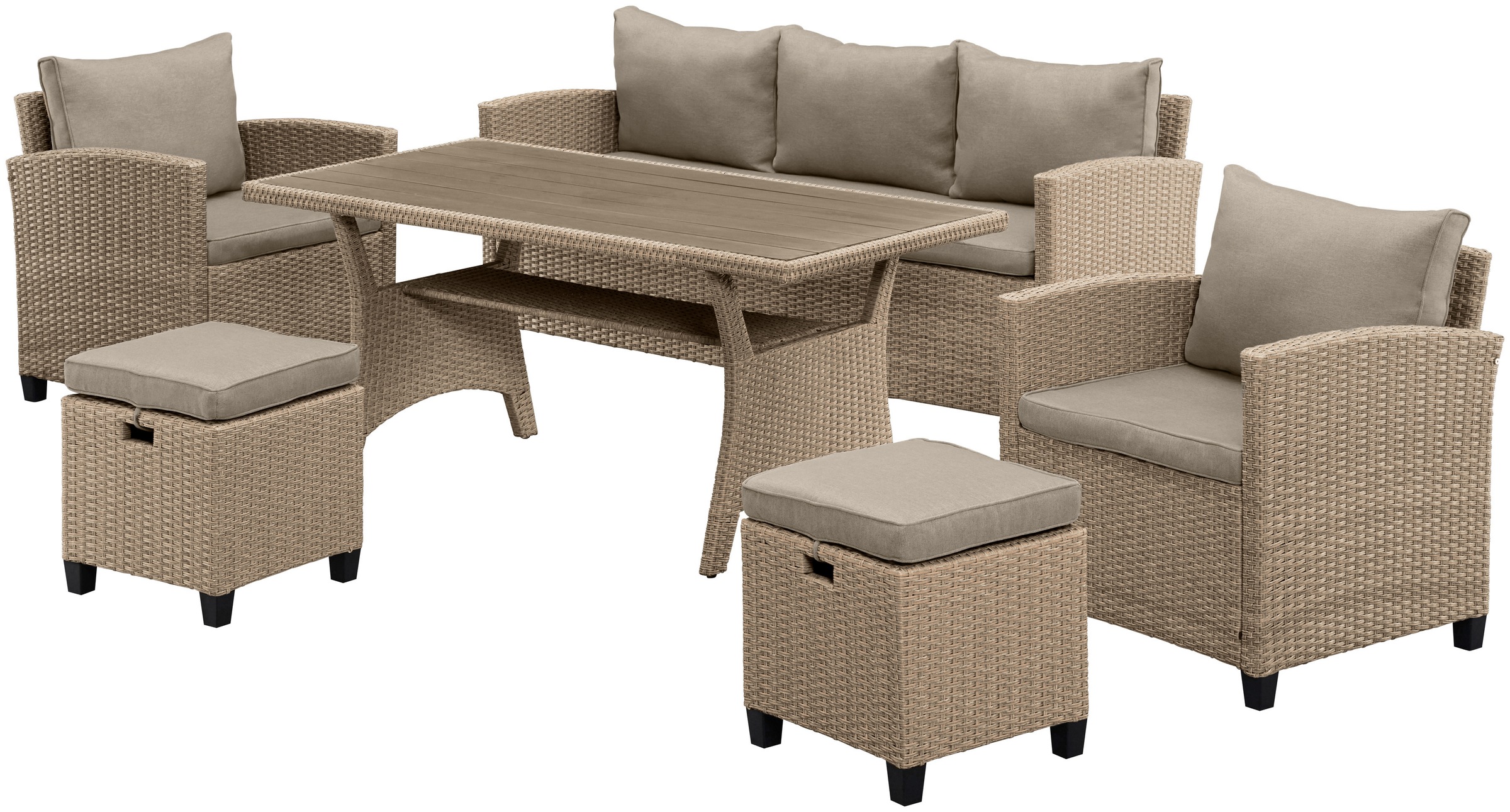 KONIFERA Gartenlounge-Set »Amsterdam« Set, 1x 3er Sofa, 1x 2 Sessel, 2x Hoc günstig online kaufen