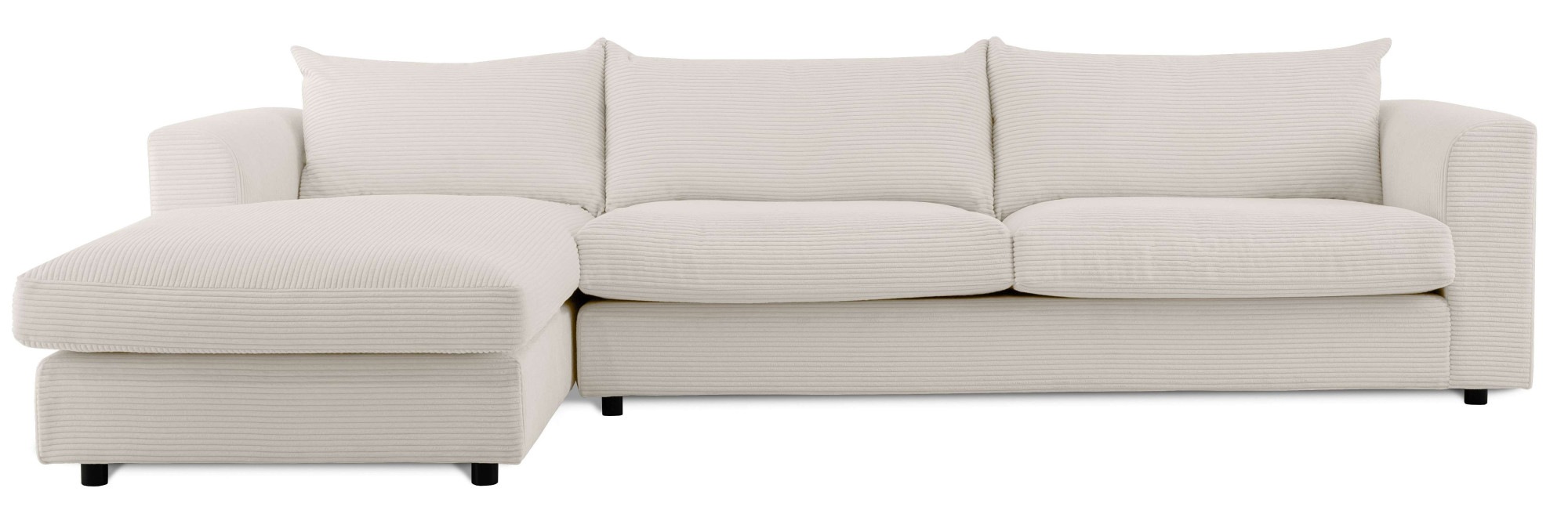 LeGer Home by Lena Gercke Ecksofa »Avelina«, (2 St.), Breite 297 cm, in Cord- und Chenille- Stoff, Rückenkissen mit Federn