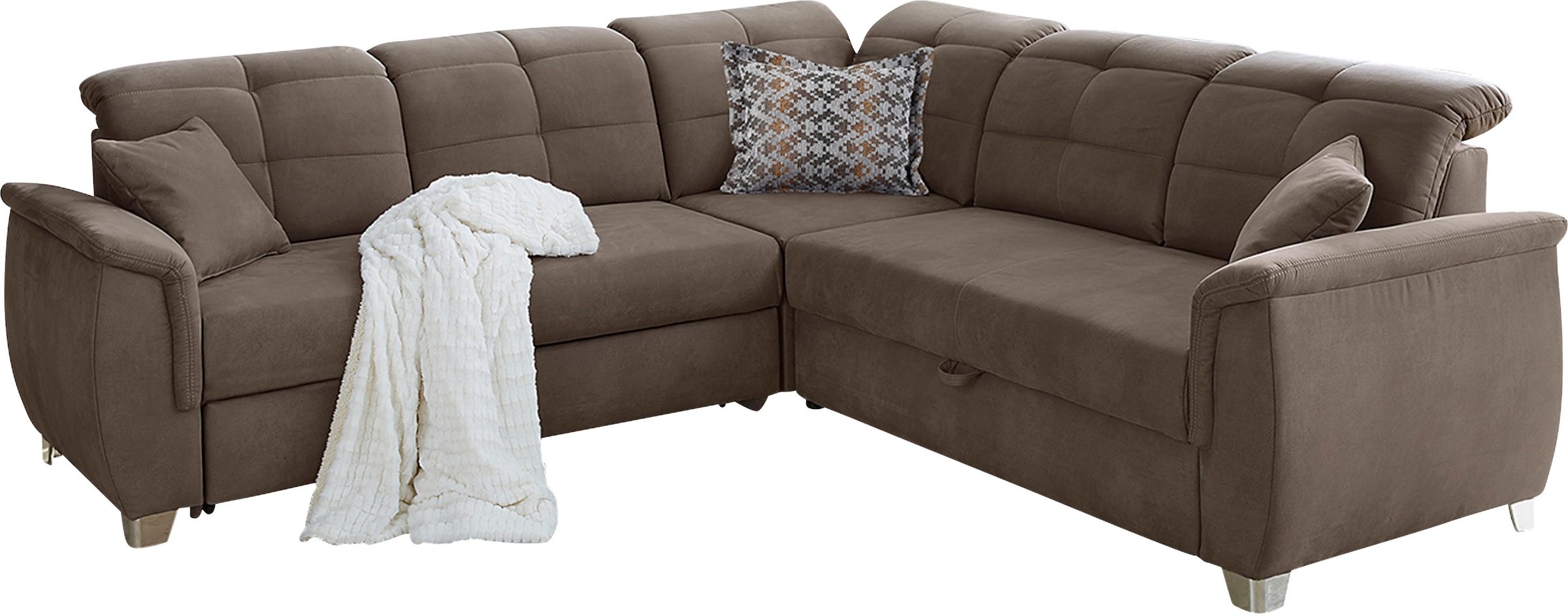 Jockenhöfer Gruppe Ecksofa Udine, verstellbare Kopfteile, Gästebett- und Relaxfunktion