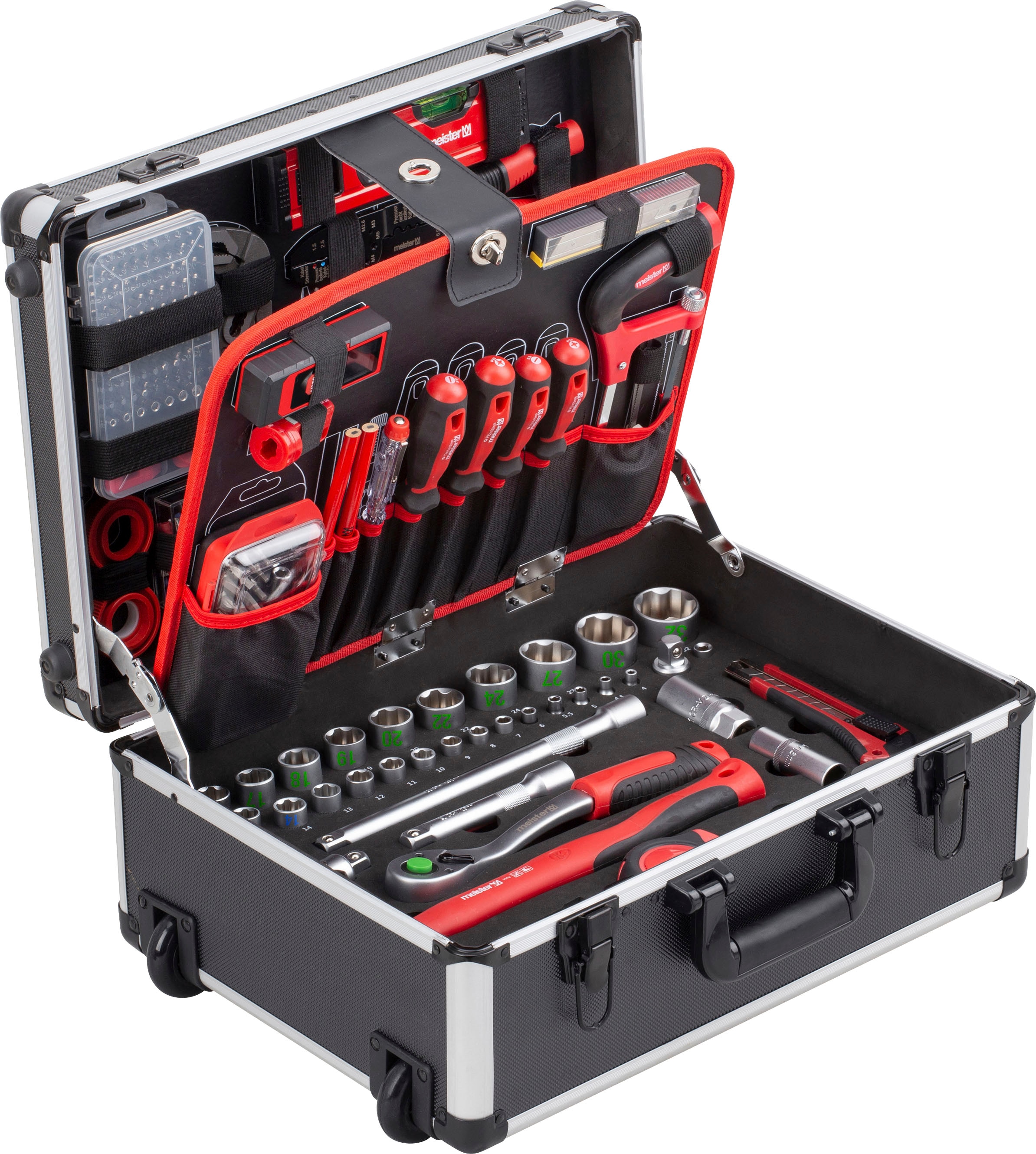 meister Werkzeugset »Profi-Werkzeugtrolley/8971480«, 238-tlg., mit Rollen und Teleskophandgriff