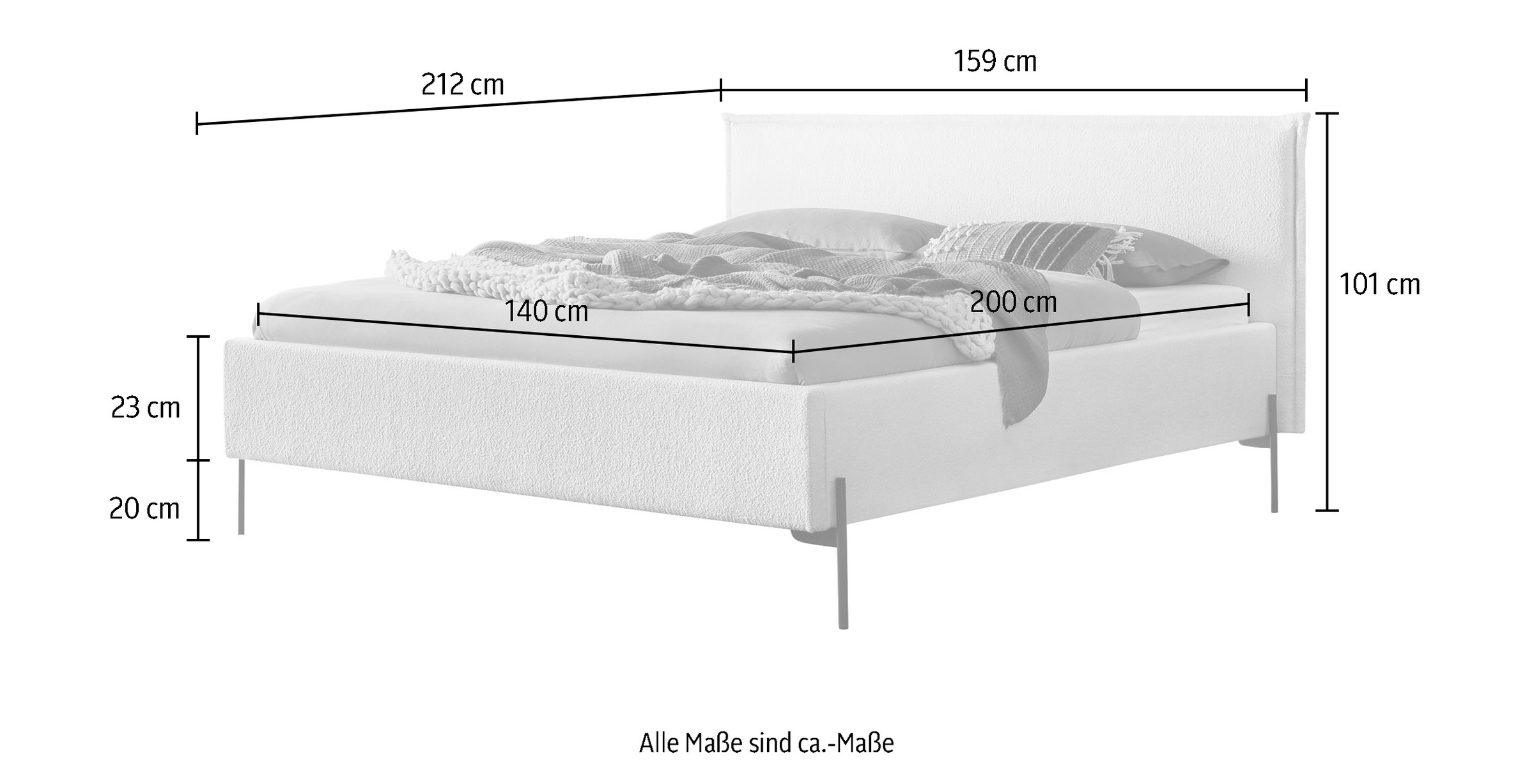 5. Bild von HASENA Polsterbett »Nora«, mit trendigem Bouclestoff, Rahmenhöhe von 23 cm und 4 Einlegetiefen