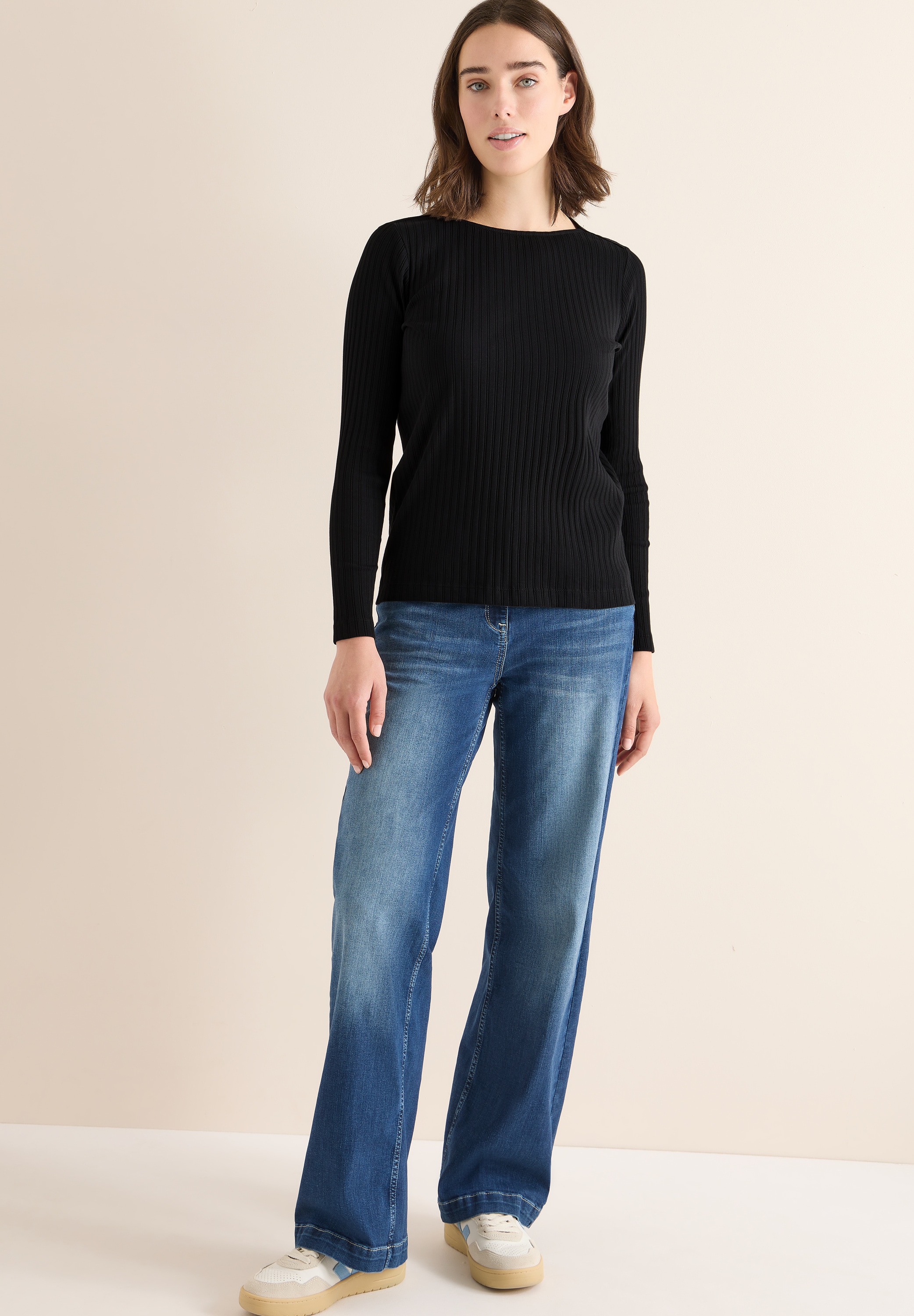 Cecil Langarmshirt mit Ripp-Struktur