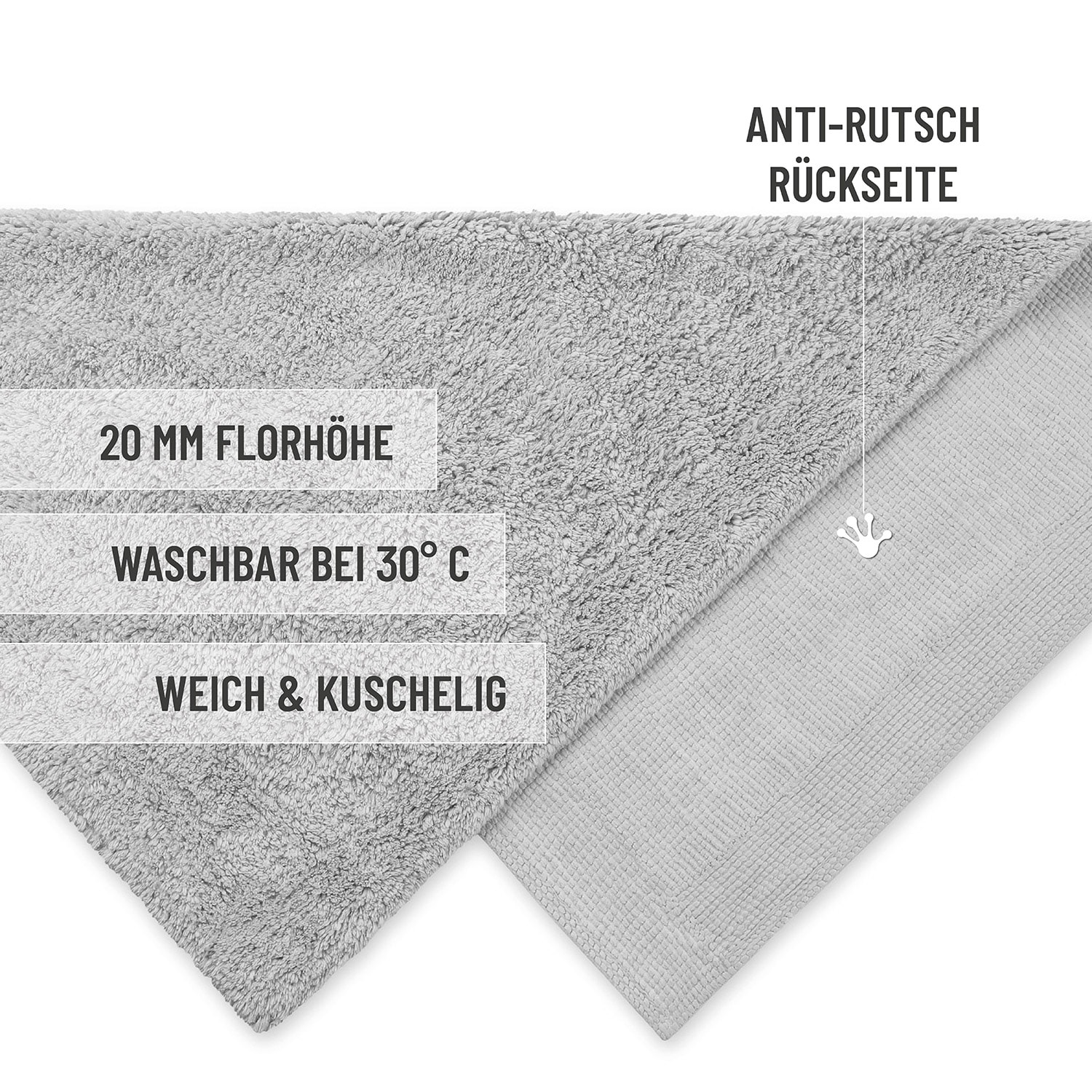 Wecon home Basics Badematte »Erik« Höhe 20 mm waschbar, rutschfest, sehr weich, strapazierfähig, pflegeleicht