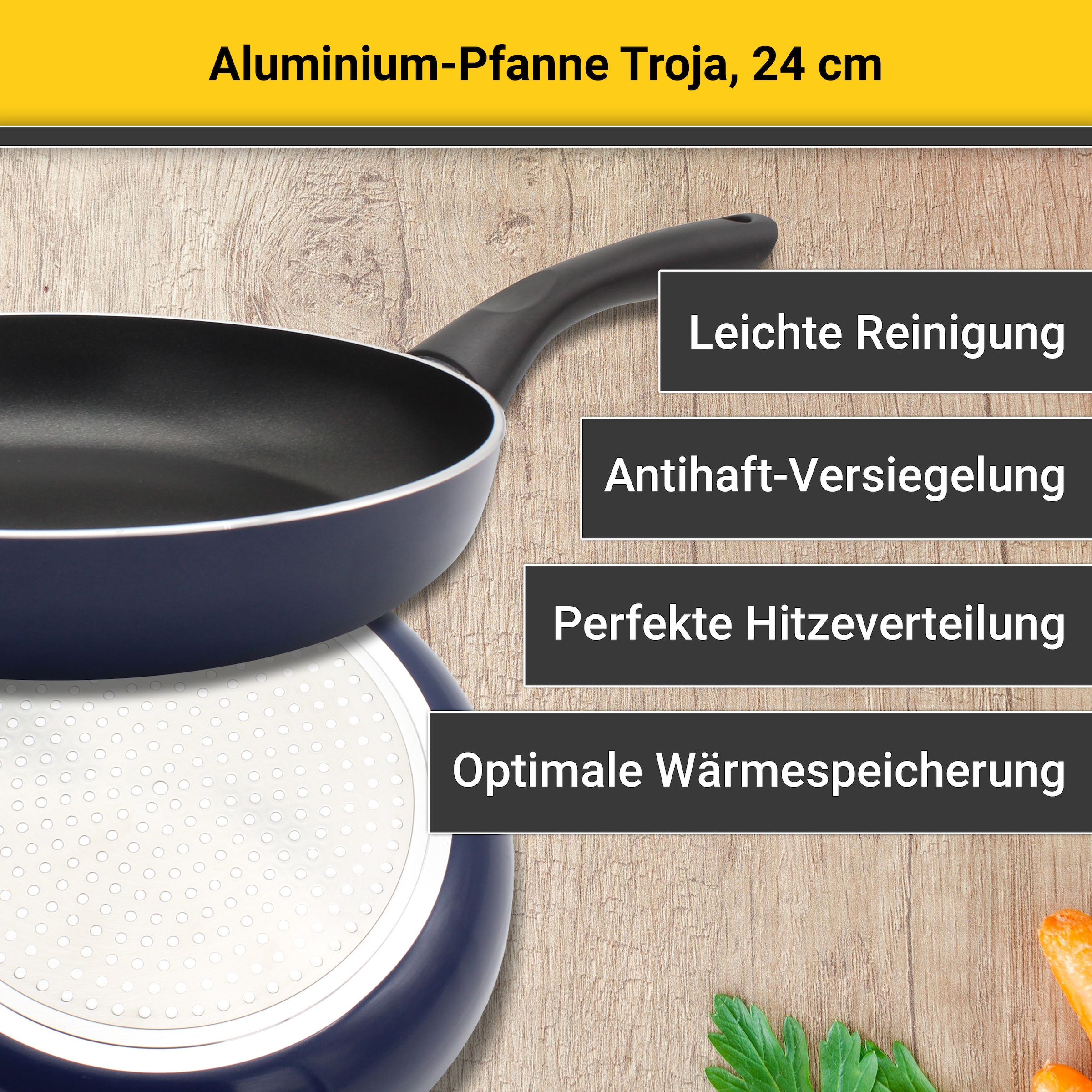 Krüger Bratpfanne »Troja«, Aluminium, (1 tlg.), für Induktions-Kochfelder geeignet