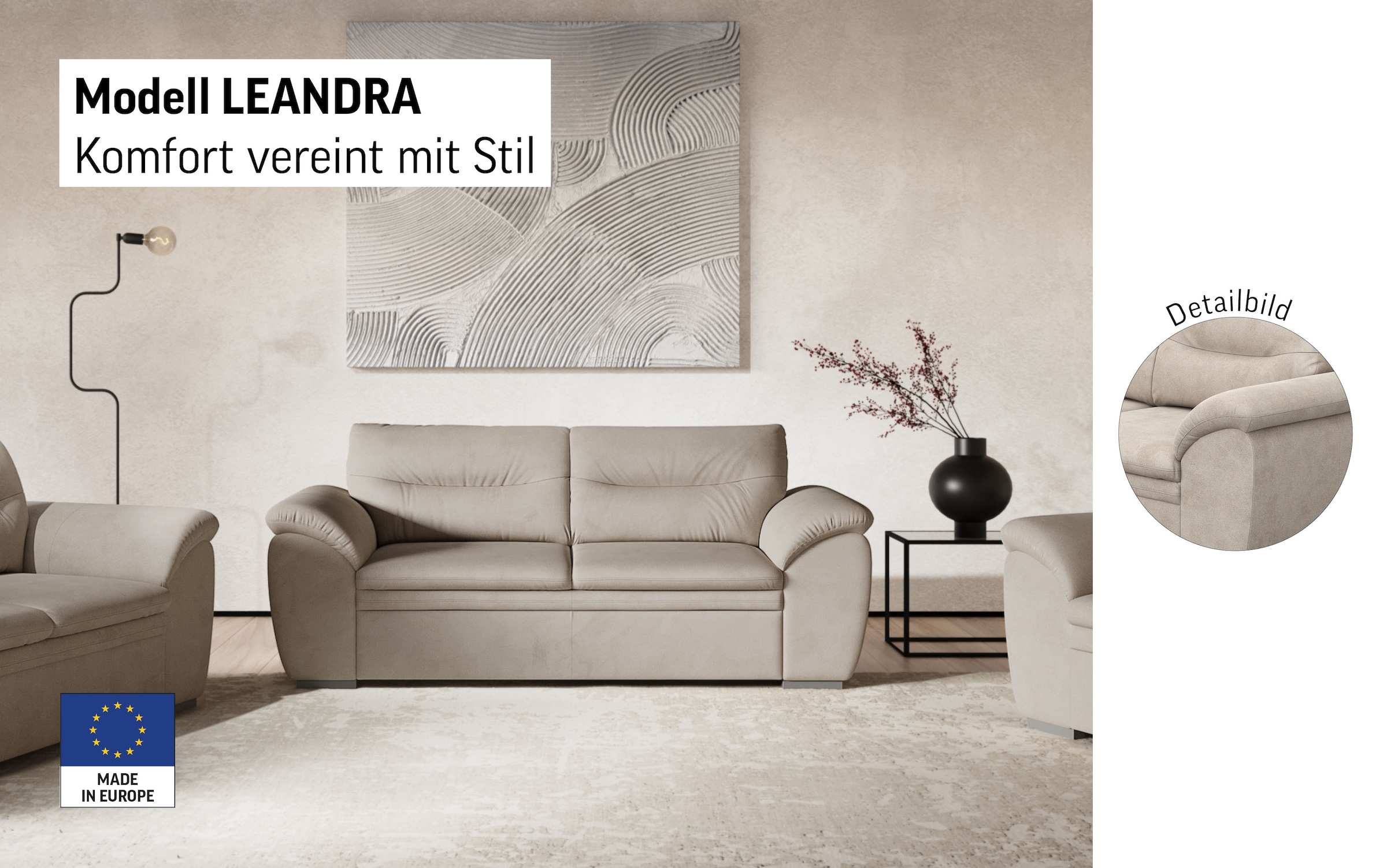 COTTA 2-Sitzer »Leandra«, Polstergarnitur, auch als Set erhältlich