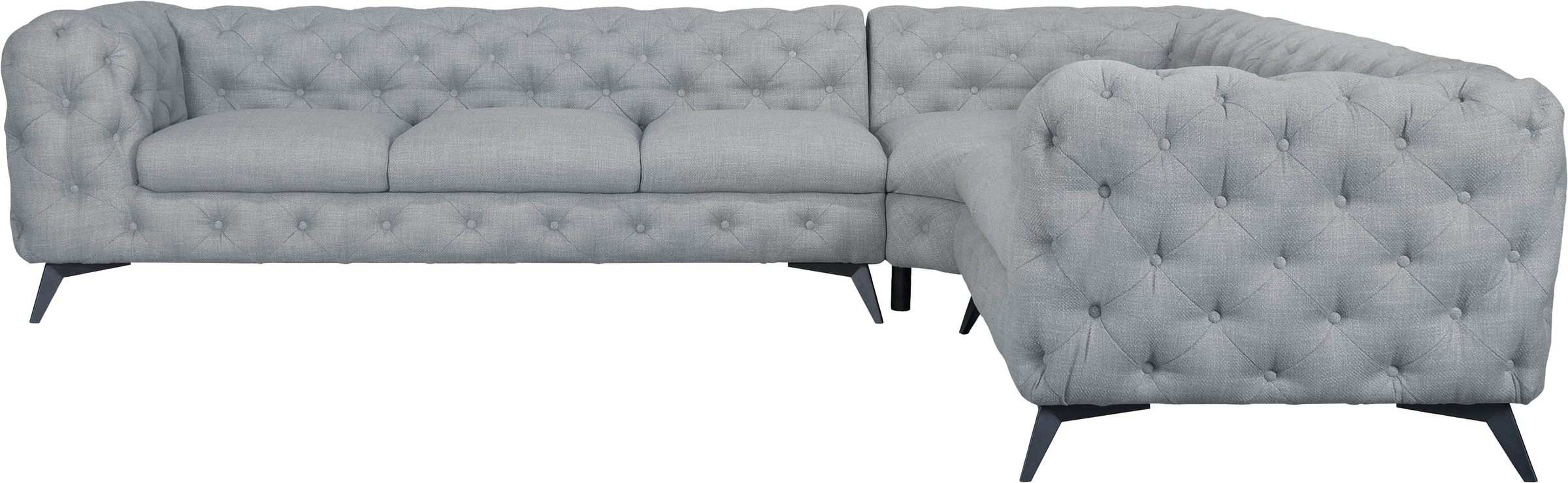 Leonique Chesterfield-Sofa »Ecksofa GLYNIS L-Form mit Wellenunterfederung, günstig online kaufen