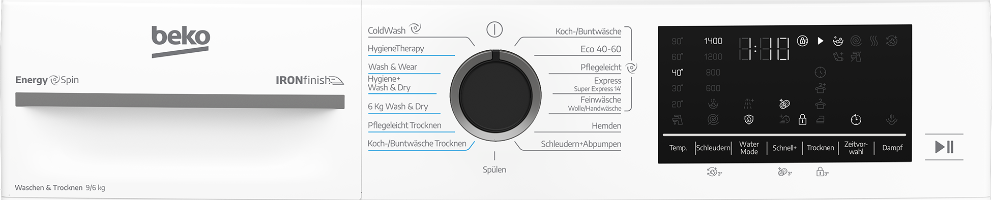 BEKO Waschtrockner »BM3DT4944W« 9 kg /6 kg 76 dB(A) Dampfunterstützung für frischere Wäsche und weniger Falten