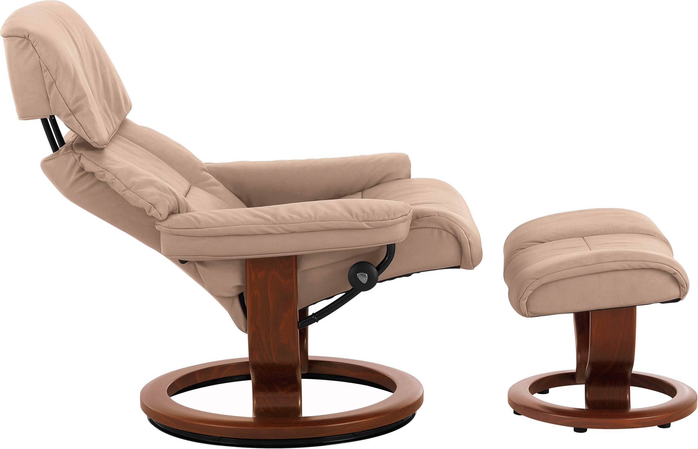 Stressless® Relaxsessel »Ruby«, (Set, Relaxsessel mit Hocker), mit Classic Base, Größe S, Gestell Eiche, Wenge, Braun & Schwarz