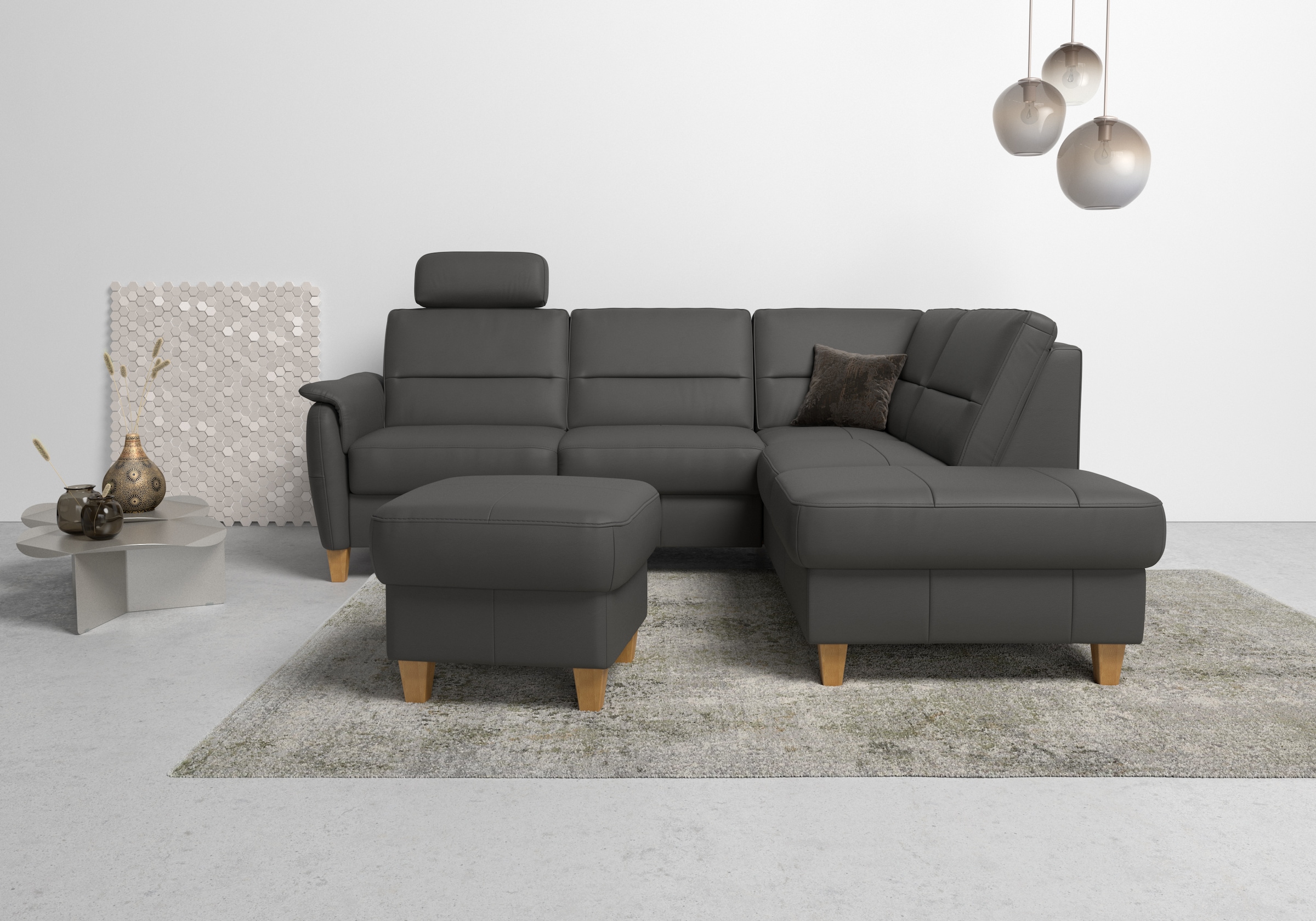 Home affaire Ecksofa »Palmera L-Form«, Federkern, wahlweise mit Bettfunktio günstig online kaufen