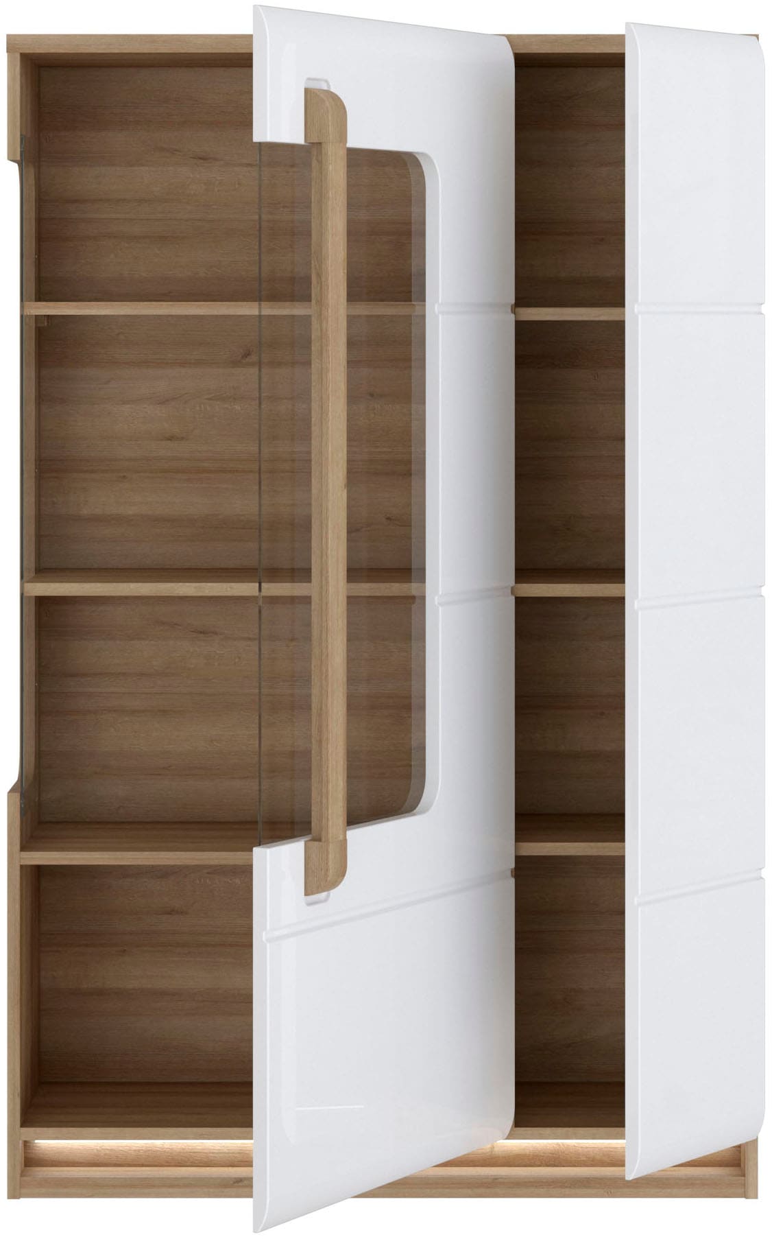 FORTE Highboard »Attention«, (Hochschrank, Hochkommode), Highboard, Beleuchtung, Soft Close, Glastüre, Stauraum, Höhe 139,6cm