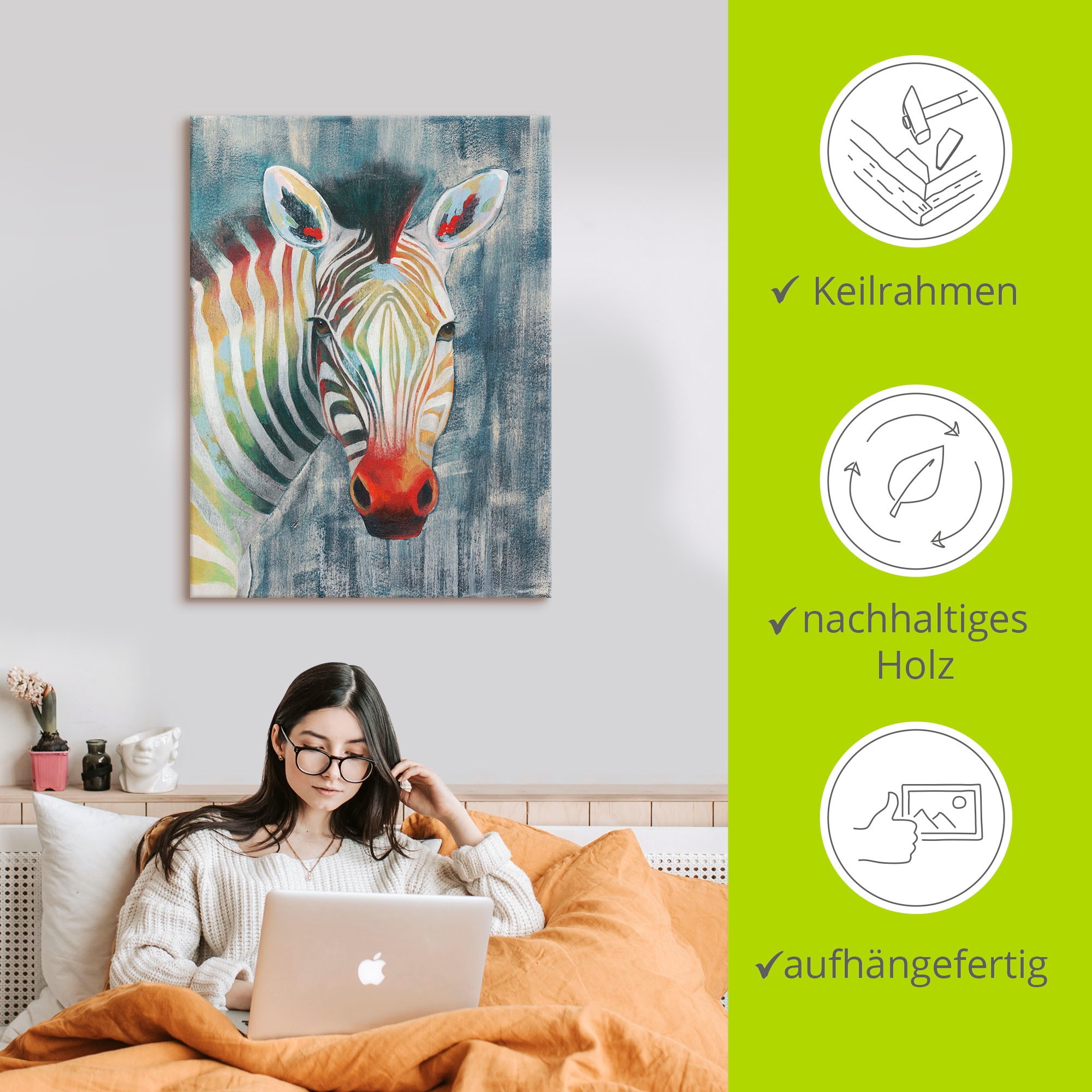 Artland Wandbild »Prisma Zebra I«, Wildtiere, (1 St.), als Alubild, Outdoorbild, Leinwandbild, Wandaufkleber, versch. Größen