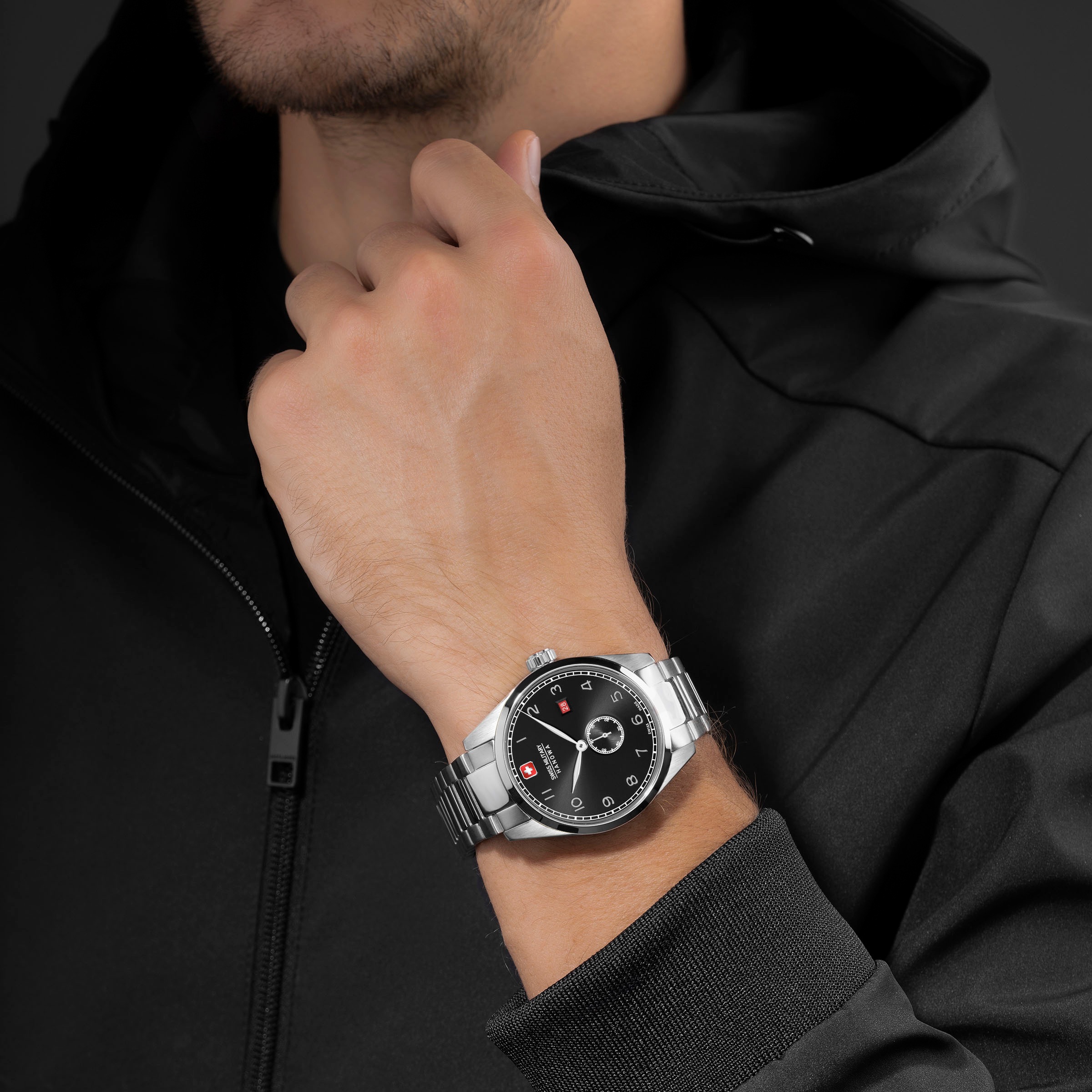 Swiss Military Hanowa Quarzuhr »LYNX, SMWGH0000704«, Armbanduhr, Herrenuhr, Datum, Saphirglas, Swiss Made