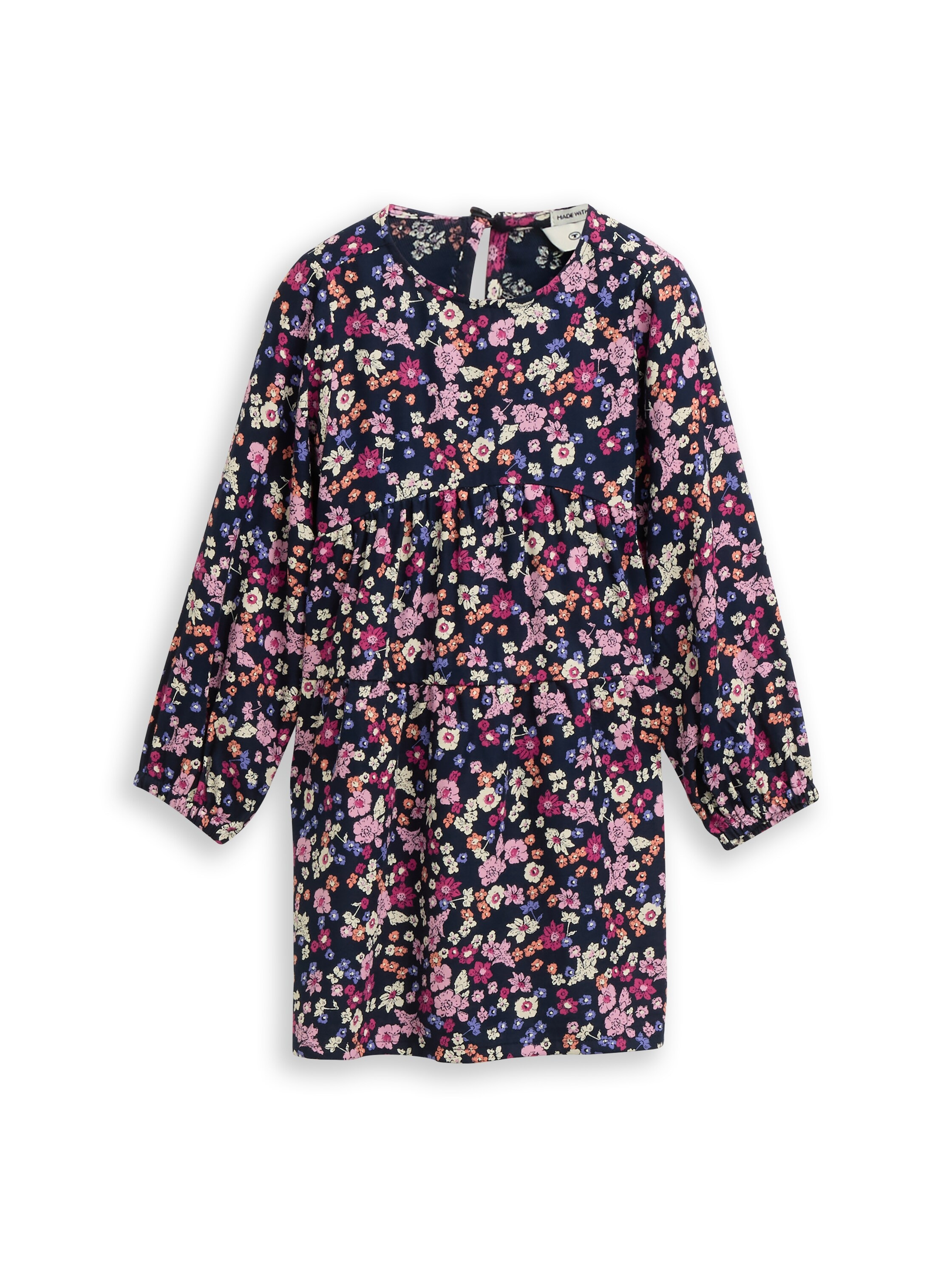 TOM TAILOR Midikleid Ohne Taschen mit floralen Allover-Muster blue multicolor flo 128/134 - N-Gr N-Gr 128/134 Sommerkleid für Mädels von TOM TAILOR