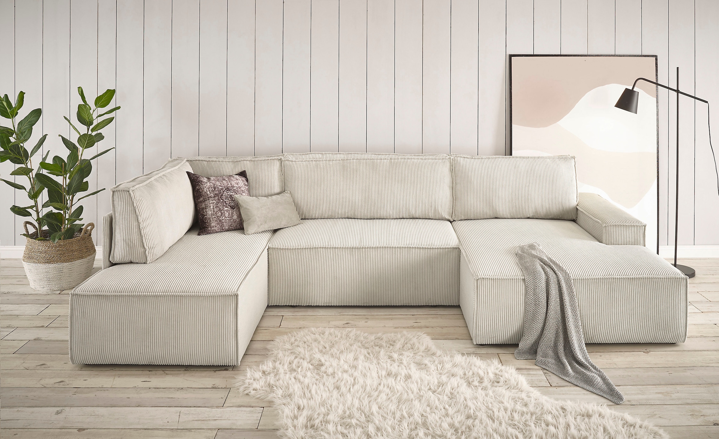 Home affaire Wohnlandschaft »SHERWOOD 329 cm, U-Form, Schlafsofa,«, Schlaff günstig online kaufen