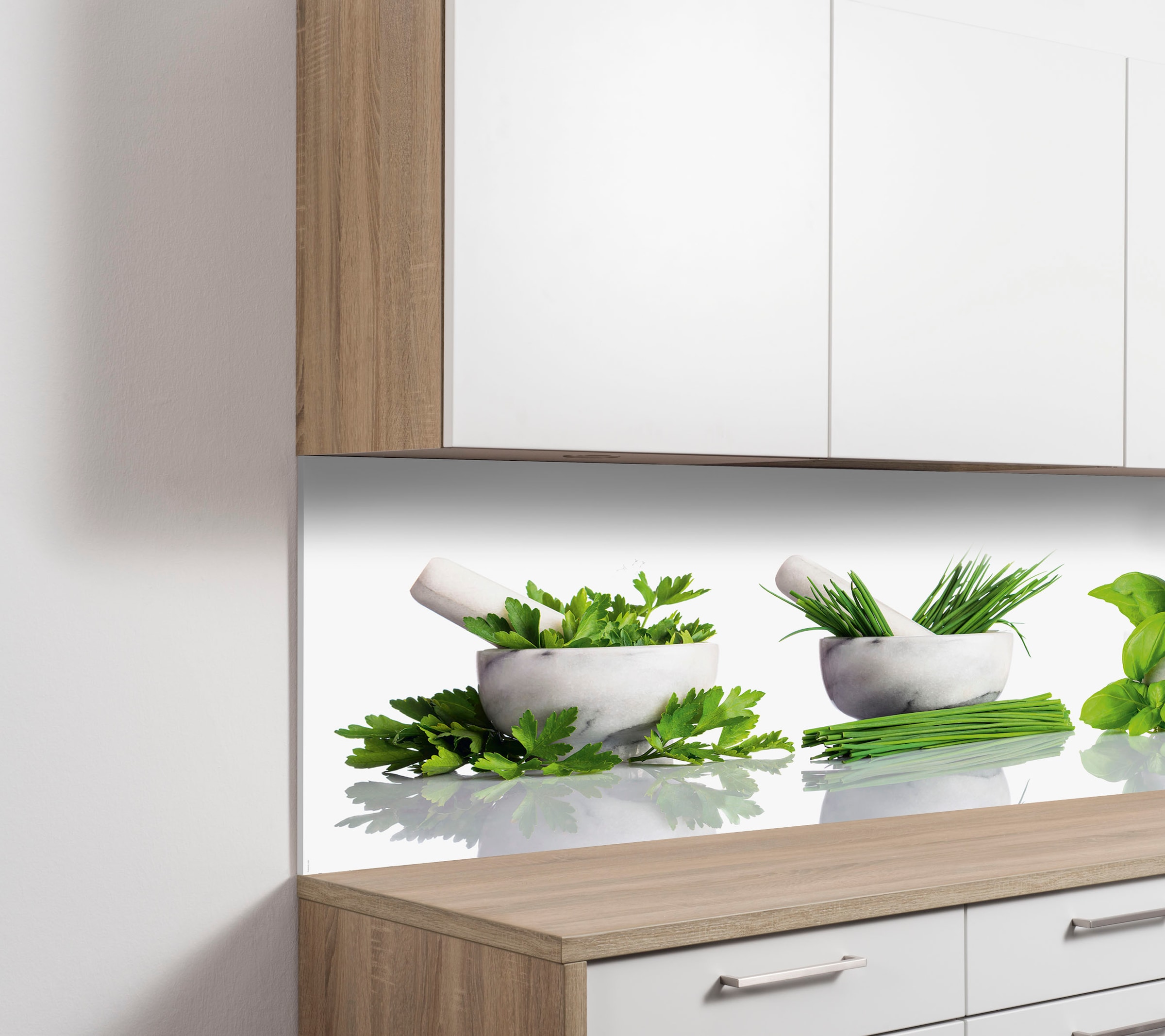 EXPRESS KÜCHEN Küchenrückwand »Kräuter« weiß/grün