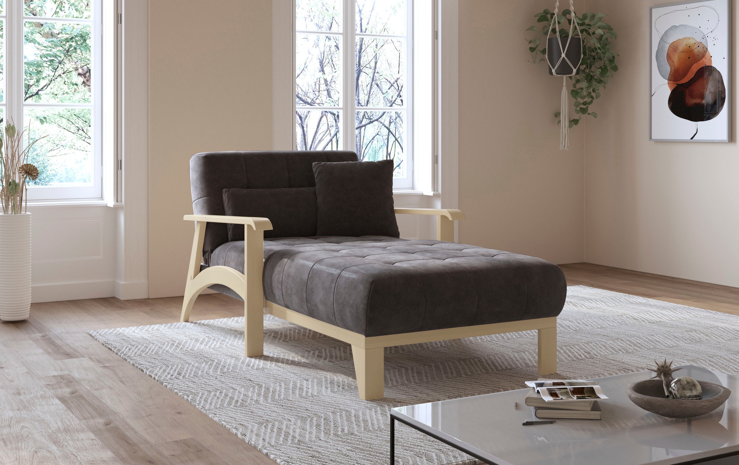 sit&more Recamiere »Billund«, Armlehnen aus Buchenholz in natur, verschiedene Bezüge und Farben