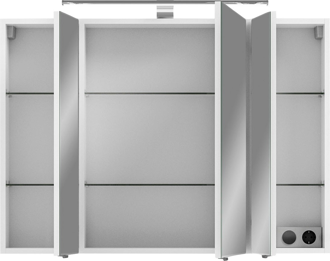 Saphir Badmöbel-Set »6005 Sprint 4-teilig, Keramik-Waschtisch mit LED-Spiegelschrank«, (5 St.), Unterschrank, Midischrank, inkl. Türdämpfer, 5 Türen, 5 Schubladen