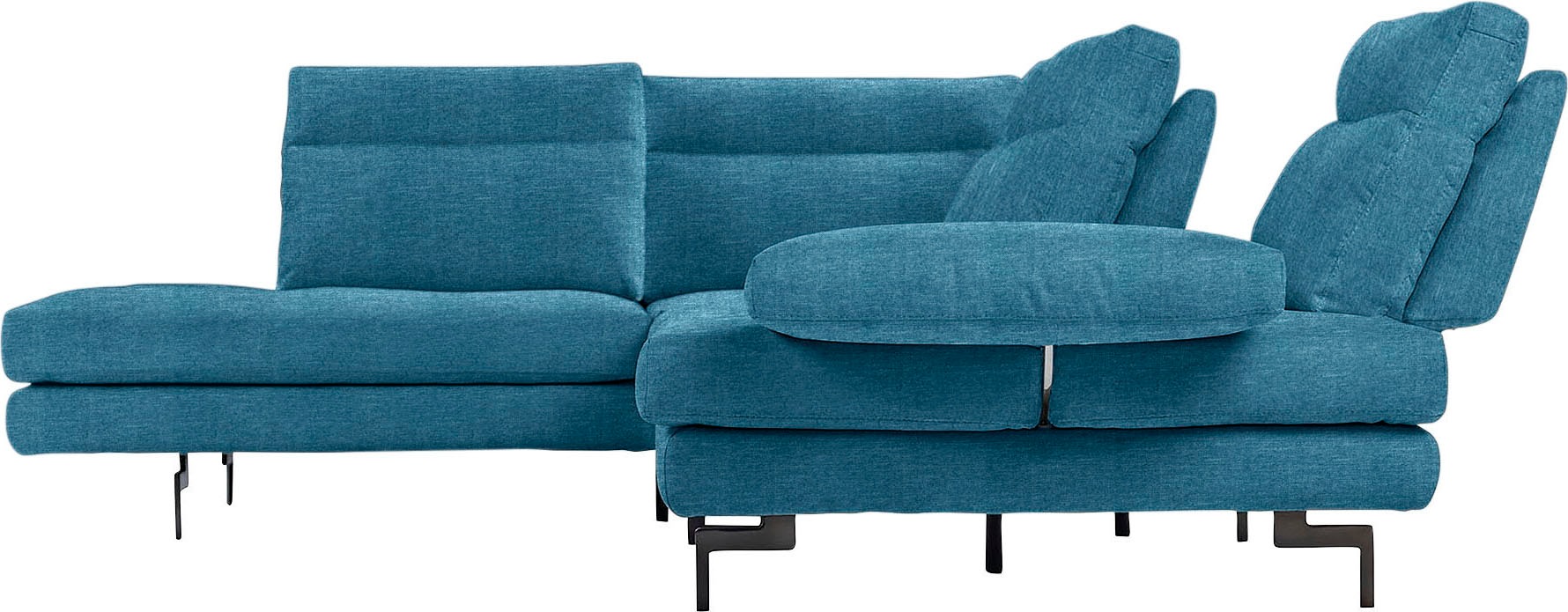 CALIA ITALIA Ecksofa »Toby Wing, L-Form, Designsofa mit sensationellem Sitzkomfort«, Sitztiefenverstellung, funktionale Ecke, Füße in schwarz matt